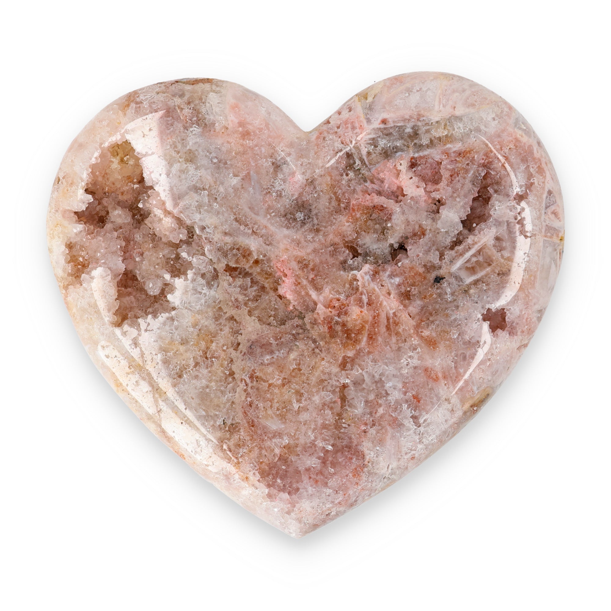 Pink Amethyst Herz Brasilien poliert offene Kristallstrukturen rosa beige