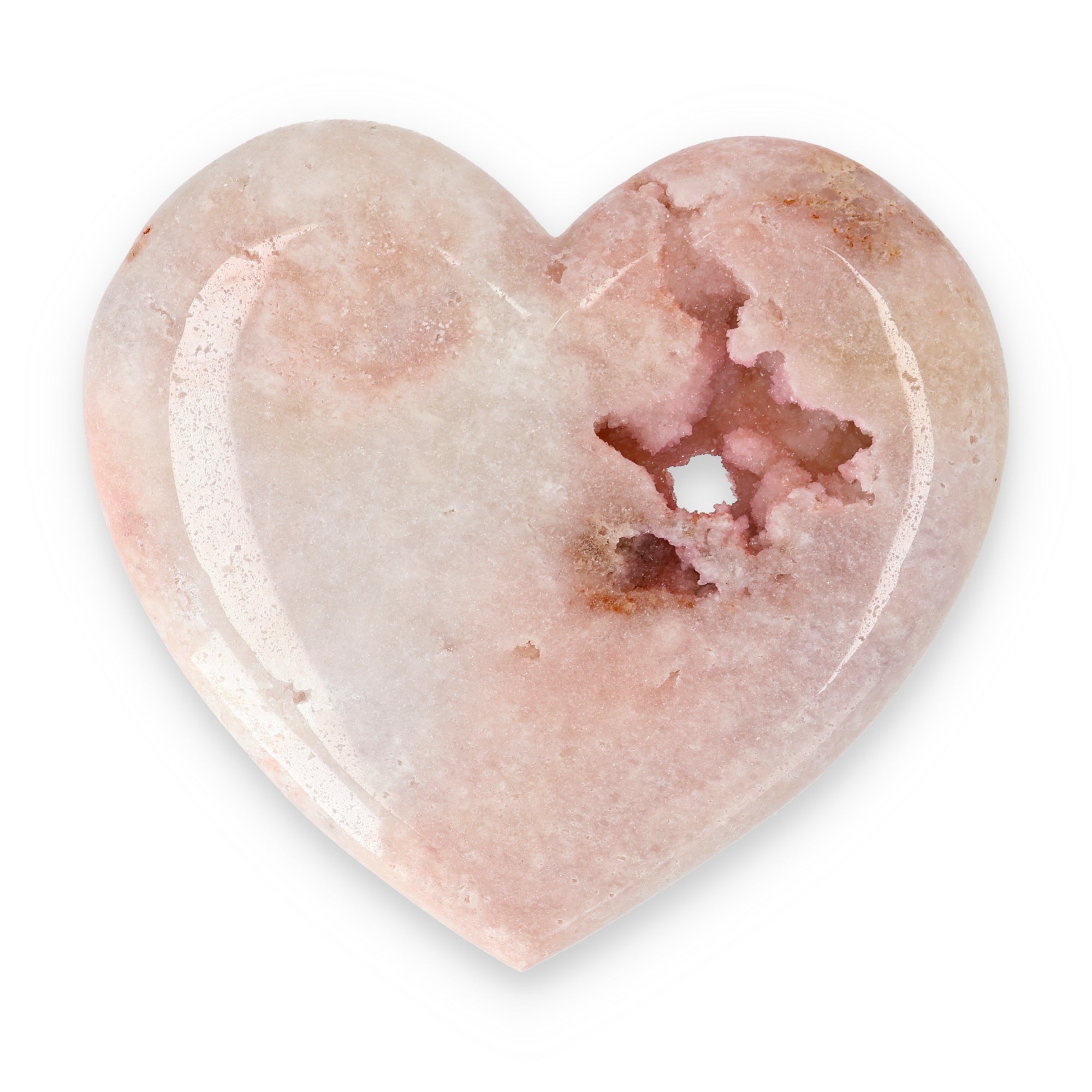 Pink Amethyst Herz Brasilien poliert offene Kristallstrukturen rosa beige