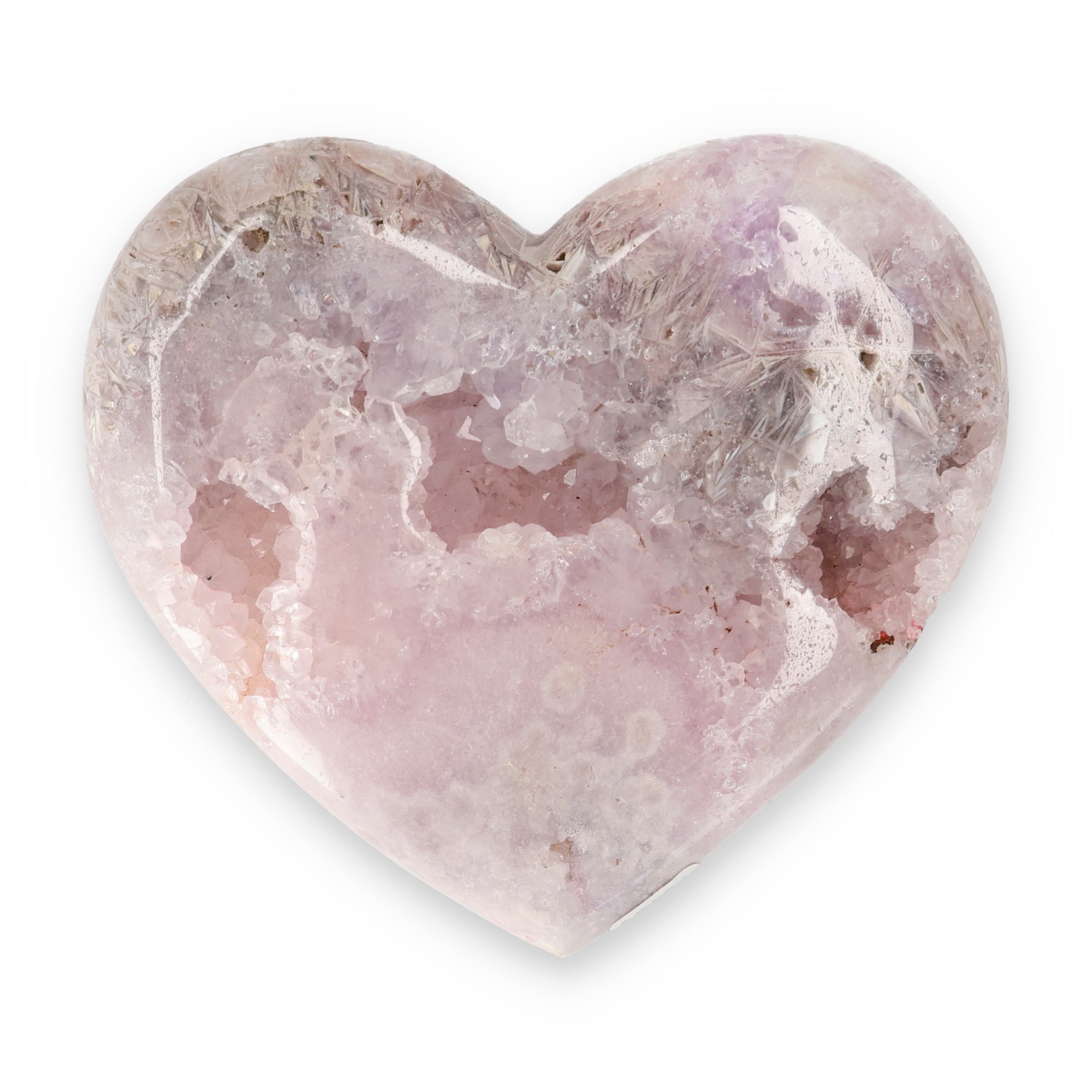 Pink Amethyst Herz Brasilien poliert offene Kristallstrukturen rosa beige