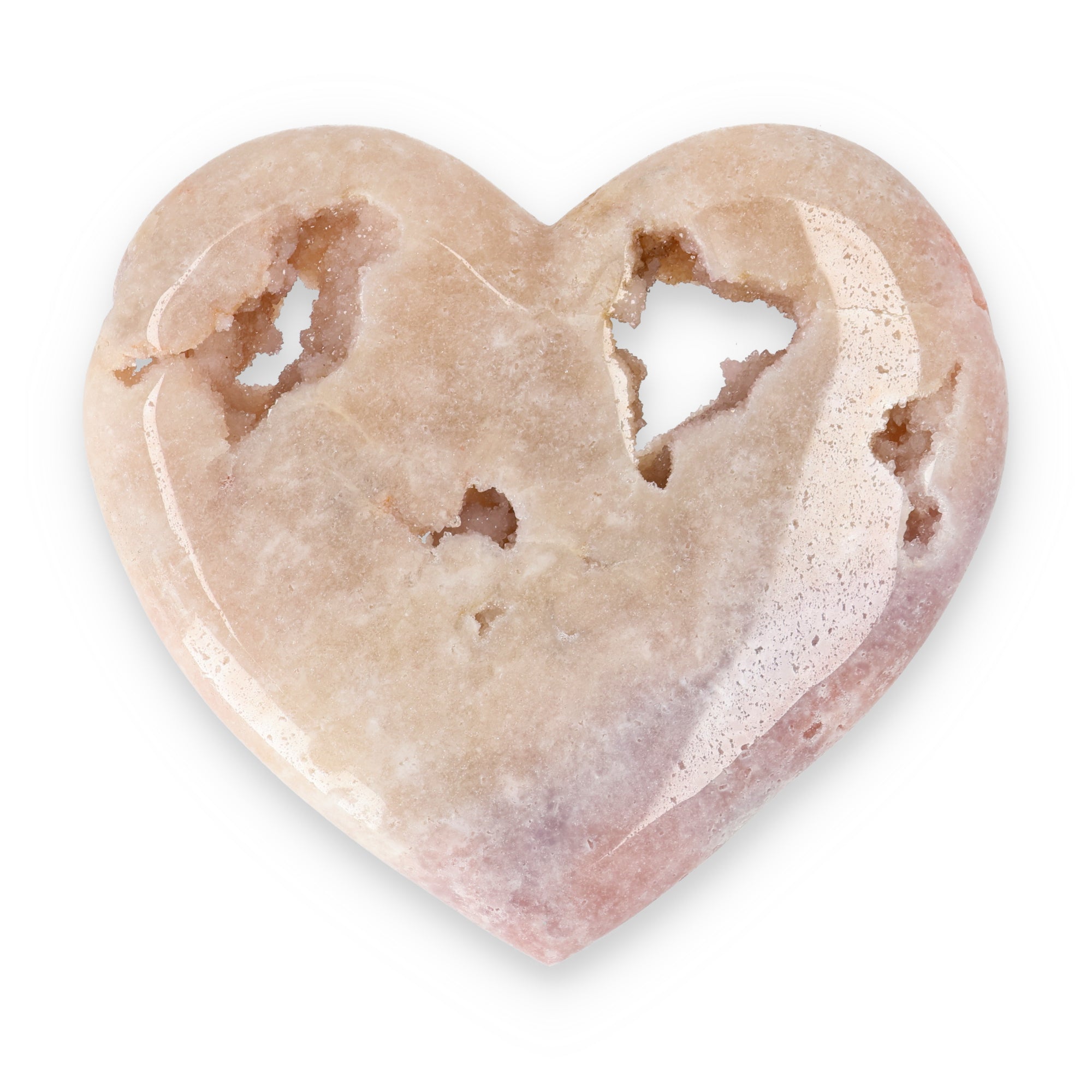 Pink Amethyst Herz Brasilien poliert offene Kristallstrukturen rosa beige