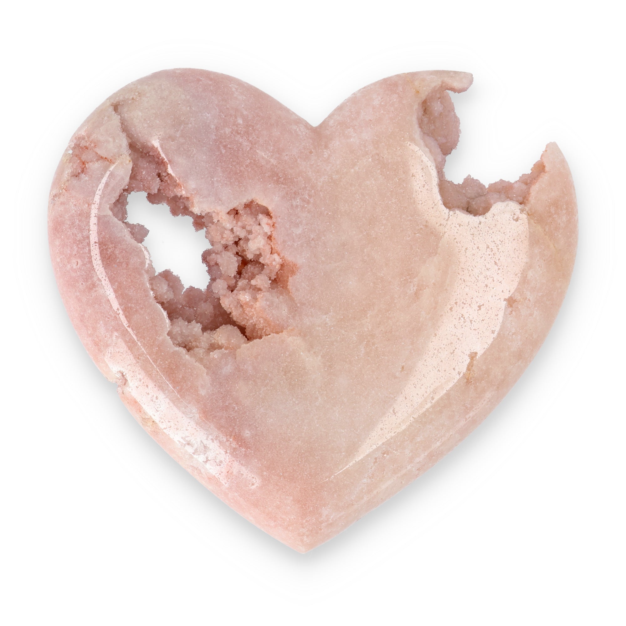 Pink Amethyst Herz Brasilien poliert offene Kristallstrukturen rosa beige