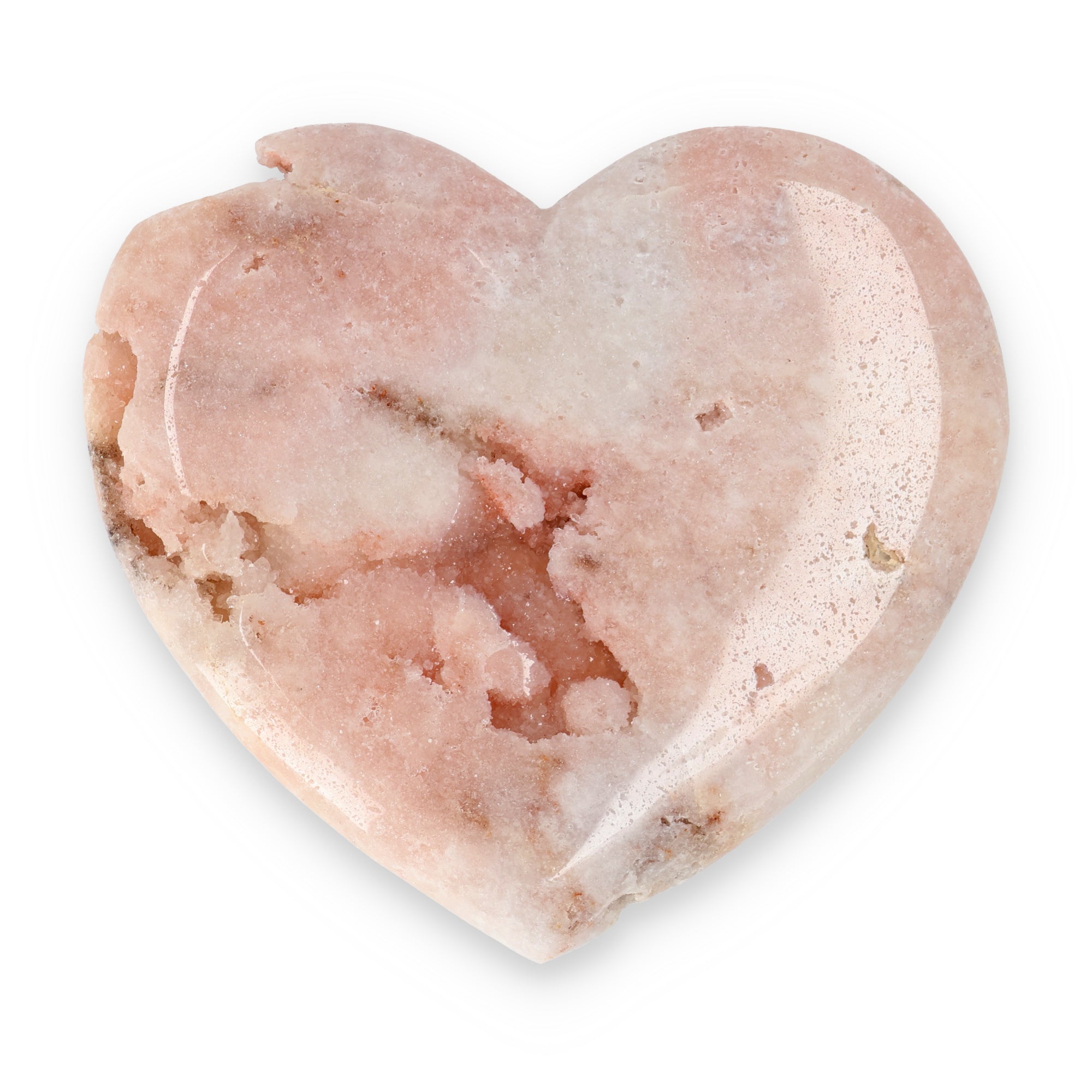 Pink Amethyst Herz Brasilien poliert offene Kristallstrukturen rosa beige