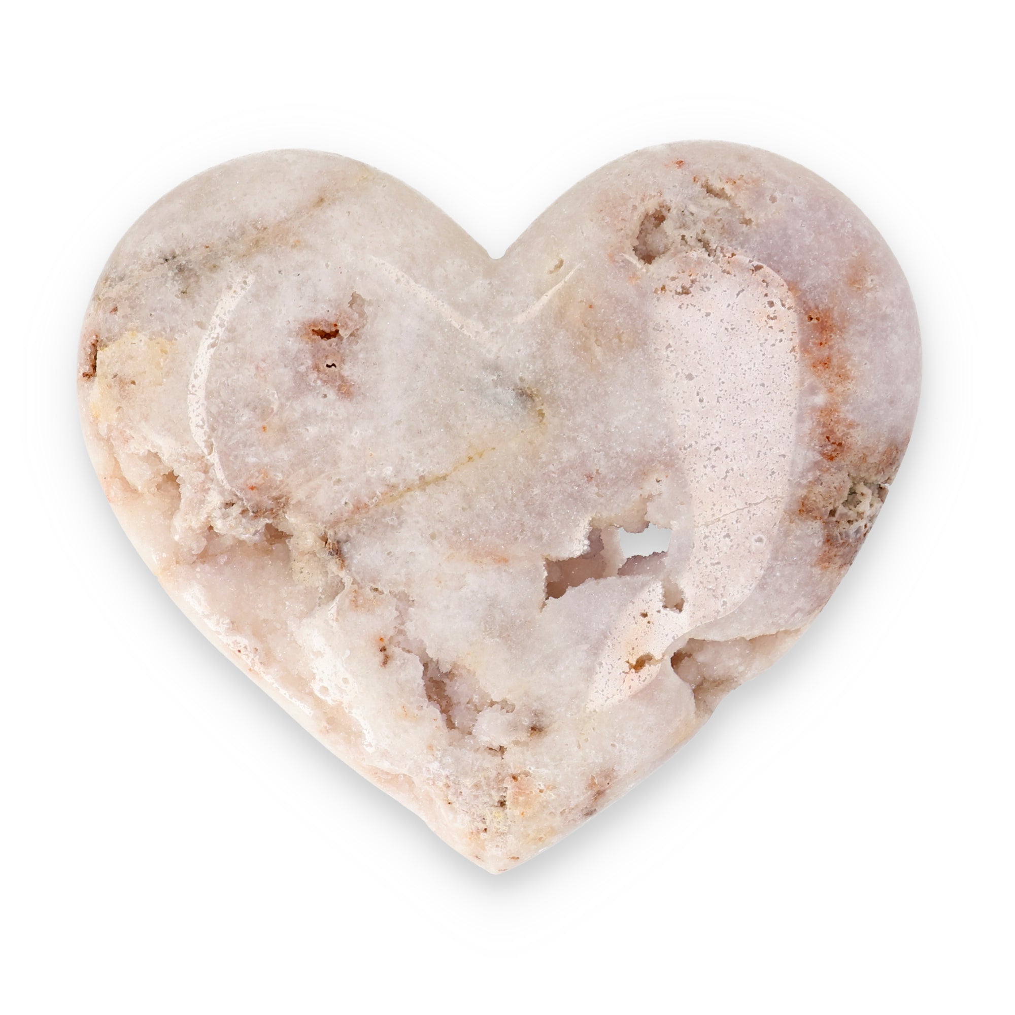Pink Amethyst Herz Brasilien poliert offene Kristallstrukturen rosa beige