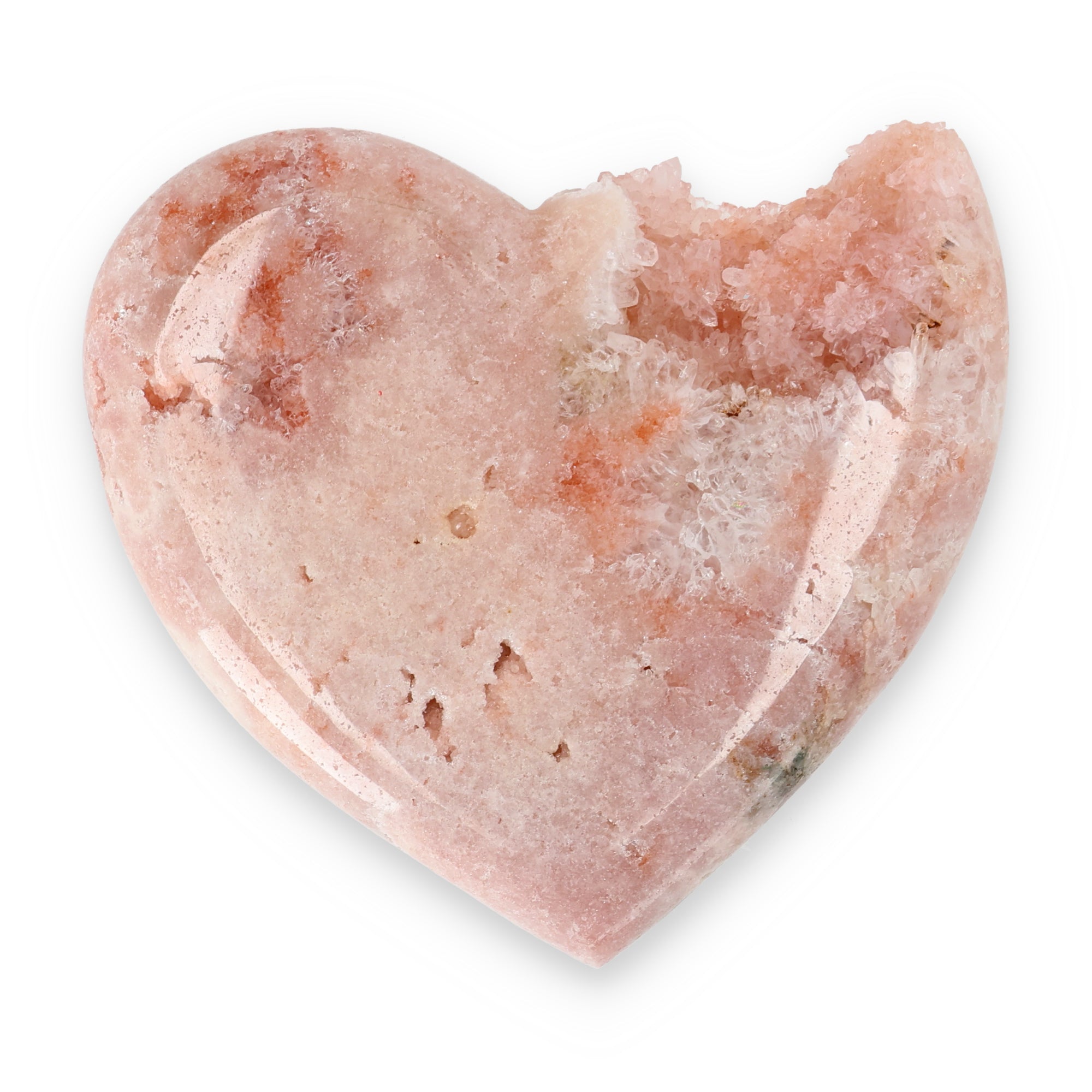 Pink Amethyst Herz Brasilien poliert offene Kristallstrukturen rosa beige