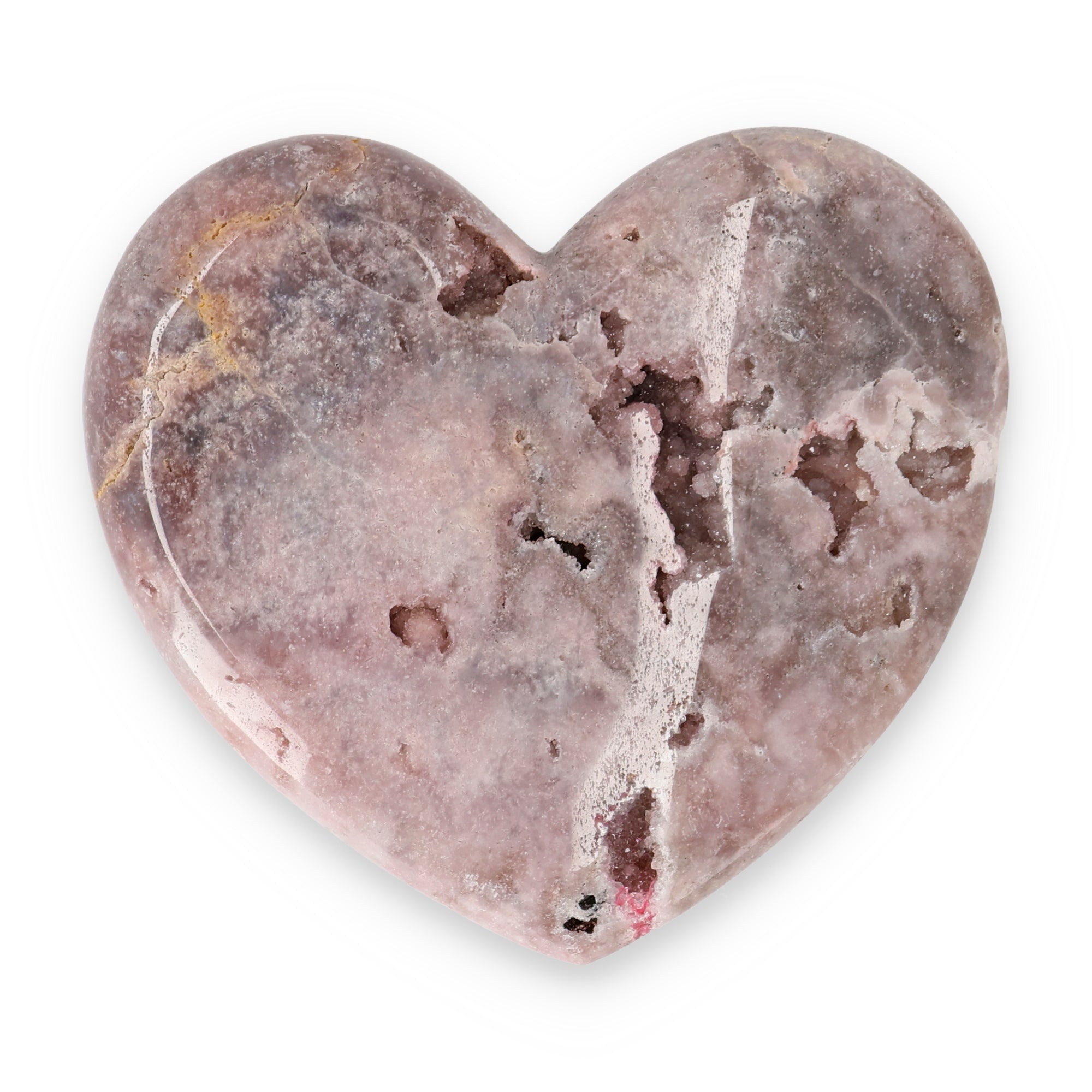 Pink Amethyst Herz Brasilien poliert offene Kristallstrukturen rosa beige