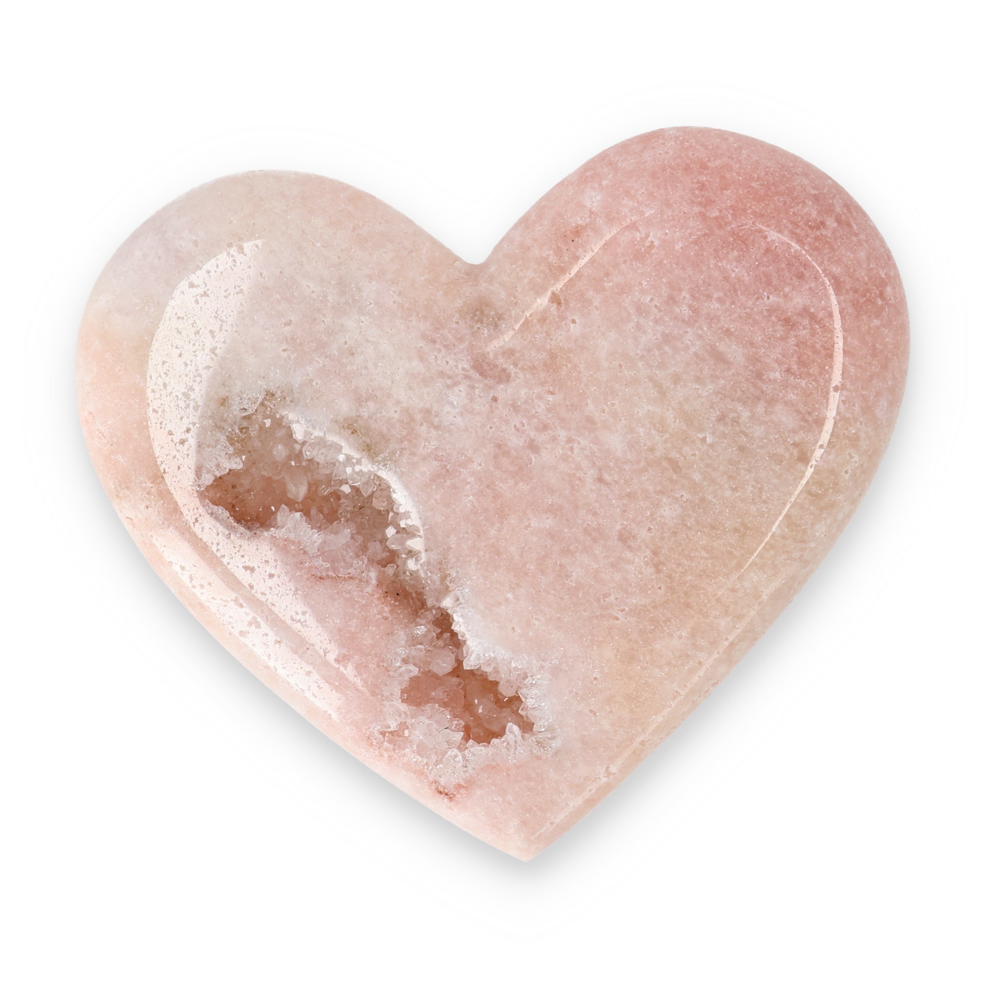 Pink Amethyst Herz Brasilien poliert offene Kristallstrukturen rosa beige