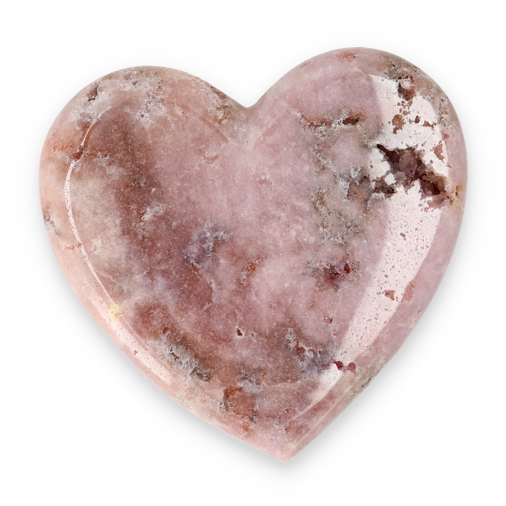 Pink Amethyst Herz Brasilien poliert offene Kristallstrukturen rosa beige