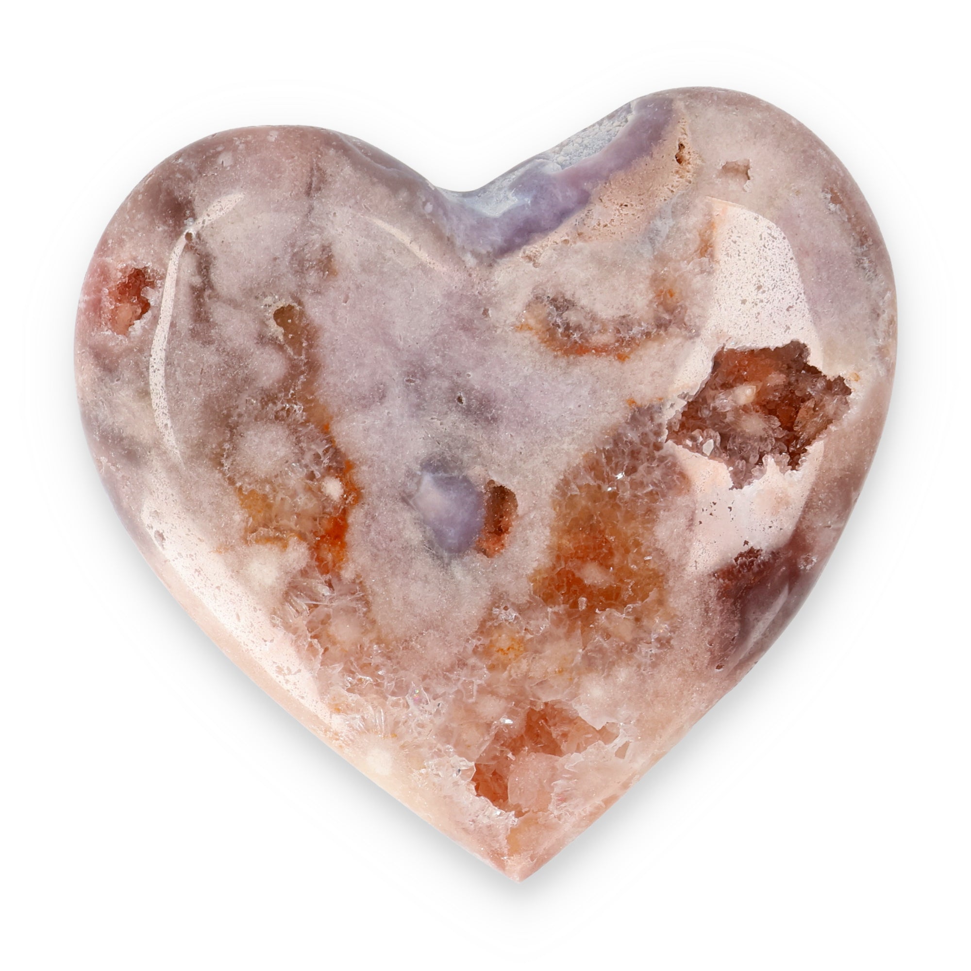 Pink Amethyst Herz Brasilien poliert offene Kristallstrukturen rosa beige