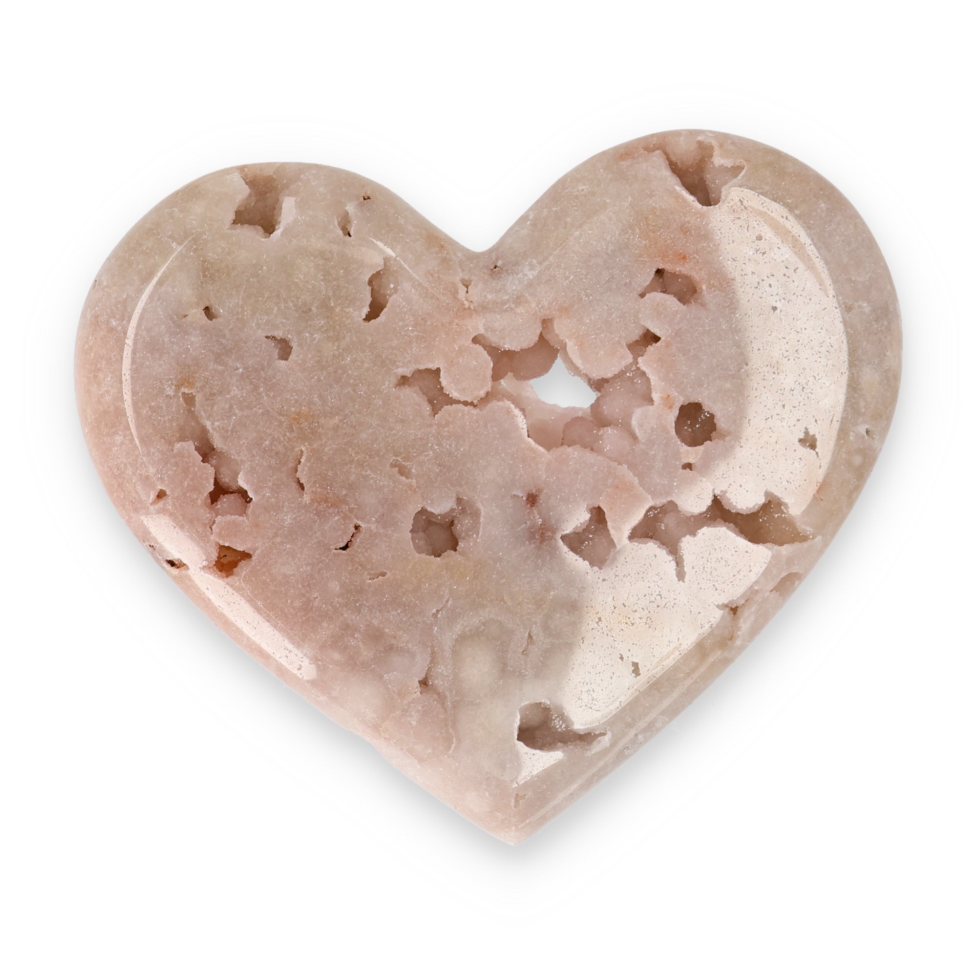 Pink Amethyst Herz Brasilien poliert offene Kristallstrukturen rosa beige