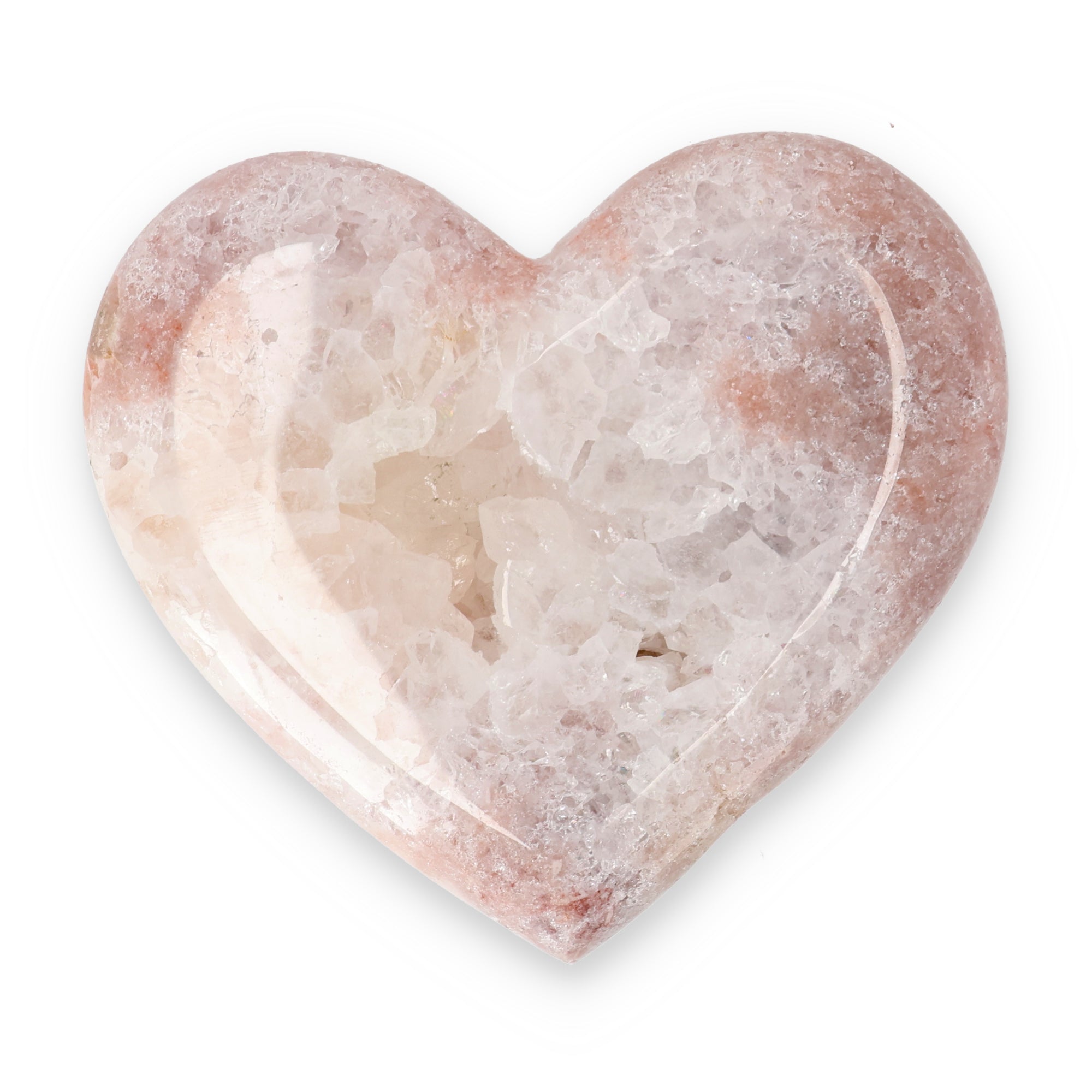 Pink Amethyst Herz Brasilien poliert offene Kristallstrukturen rosa beige