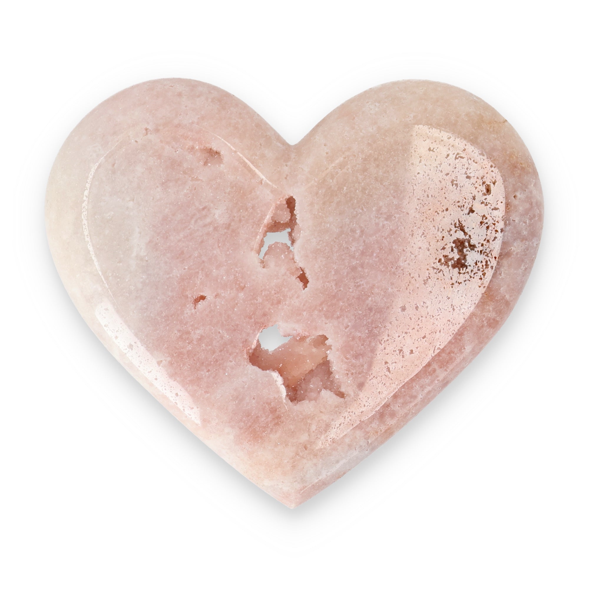 Pink Amethyst Herz Brasilien poliert offene Kristallstrukturen rosa beige