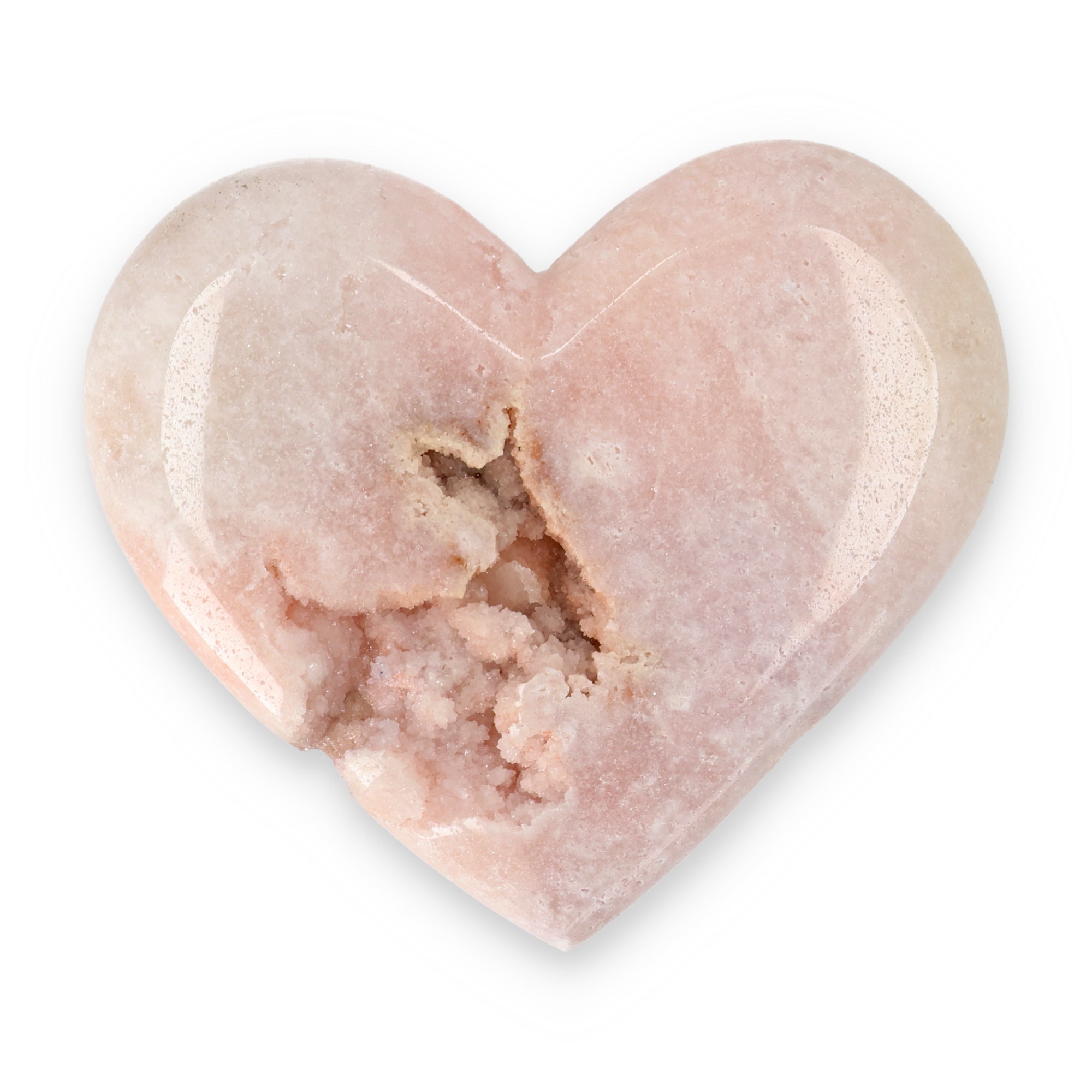 Pink Amethyst Herz Brasilien poliert offene Kristallstrukturen rosa beige