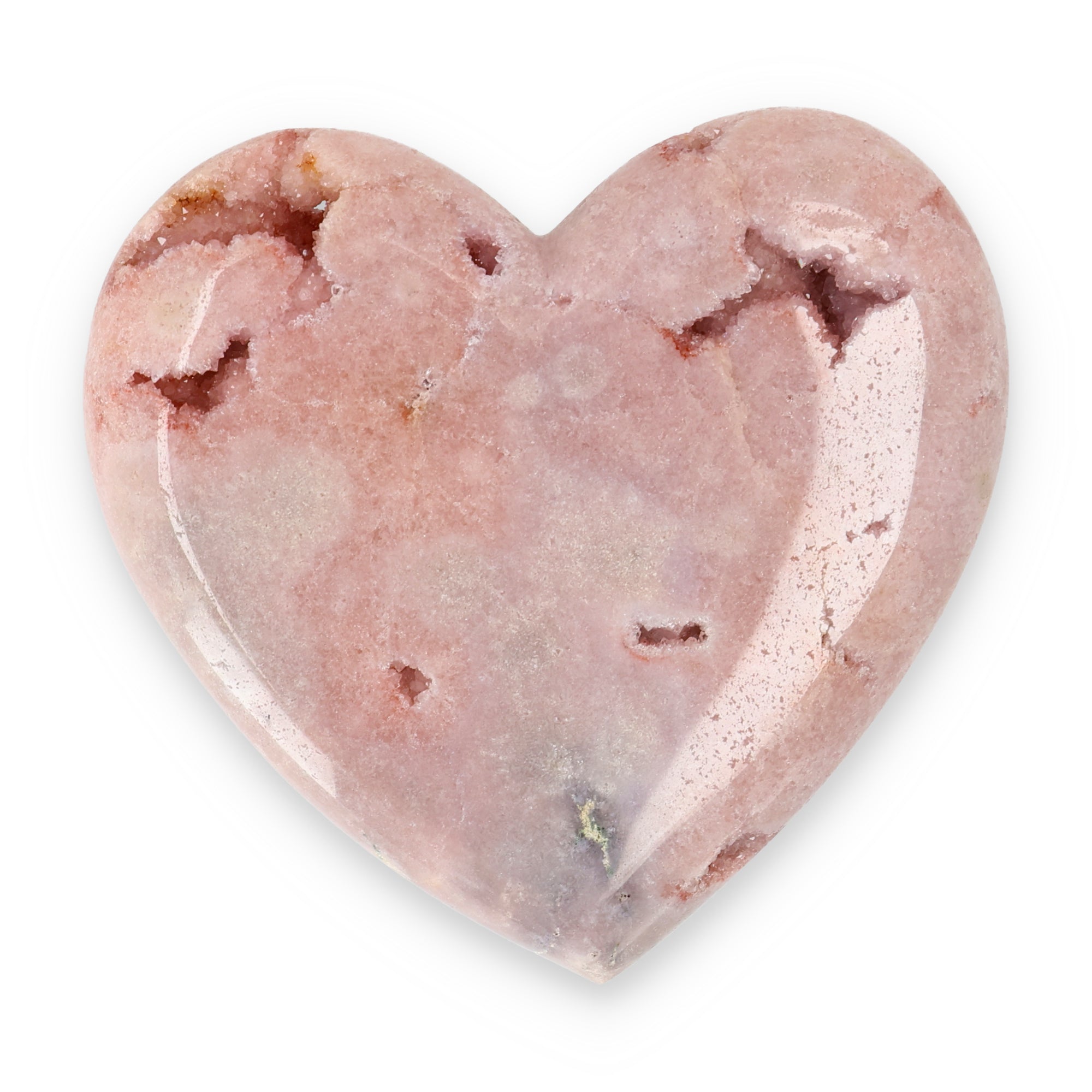 Pink Amethyst Herz Brasilien poliert offene Kristallstrukturen rosa beige