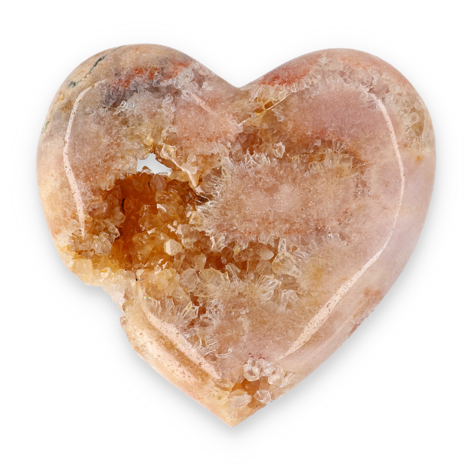 Pink Amethyst Herz Brasilien poliert offene Kristallstrukturen rosa beige