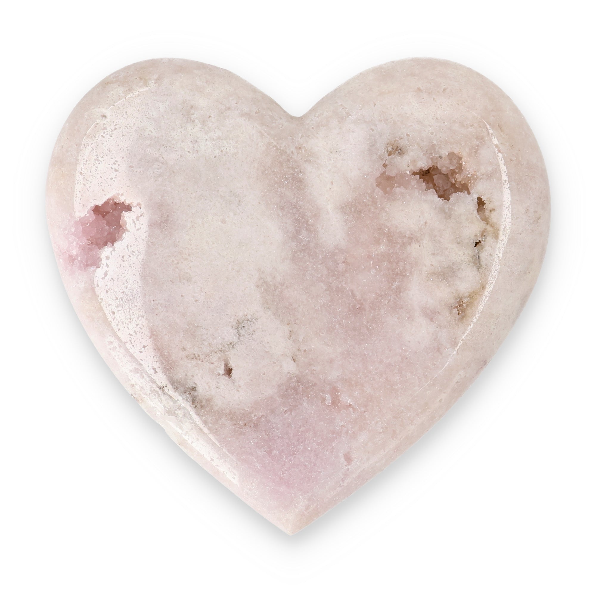 Pink Amethyst Herz Brasilien poliert offene Kristallstrukturen rosa beige