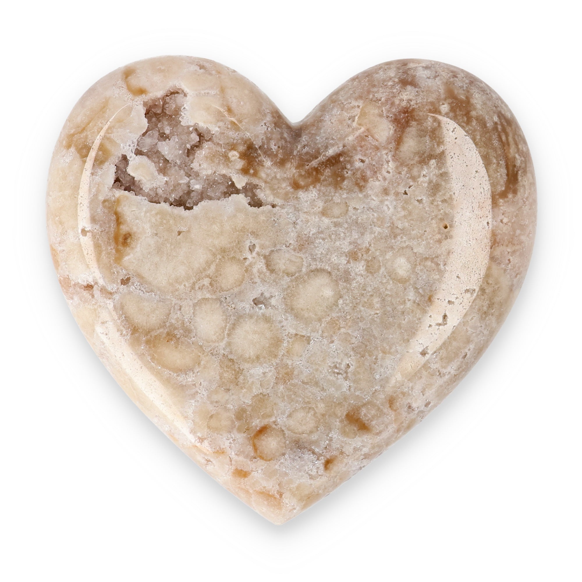 Pink Amethyst Herz Brasilien poliert offene Kristallstrukturen rosa beige