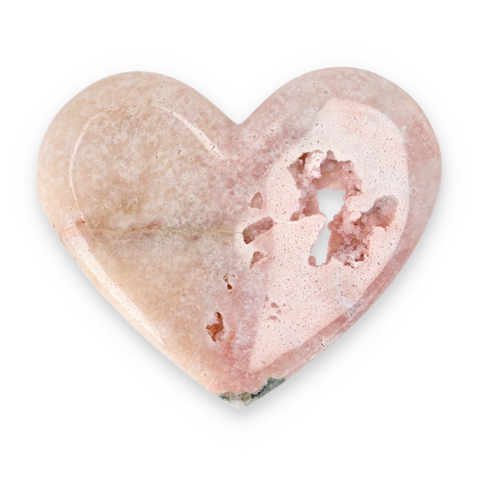 Pink Amethyst Herz Brasilien poliert offene Kristallstrukturen rosa beige