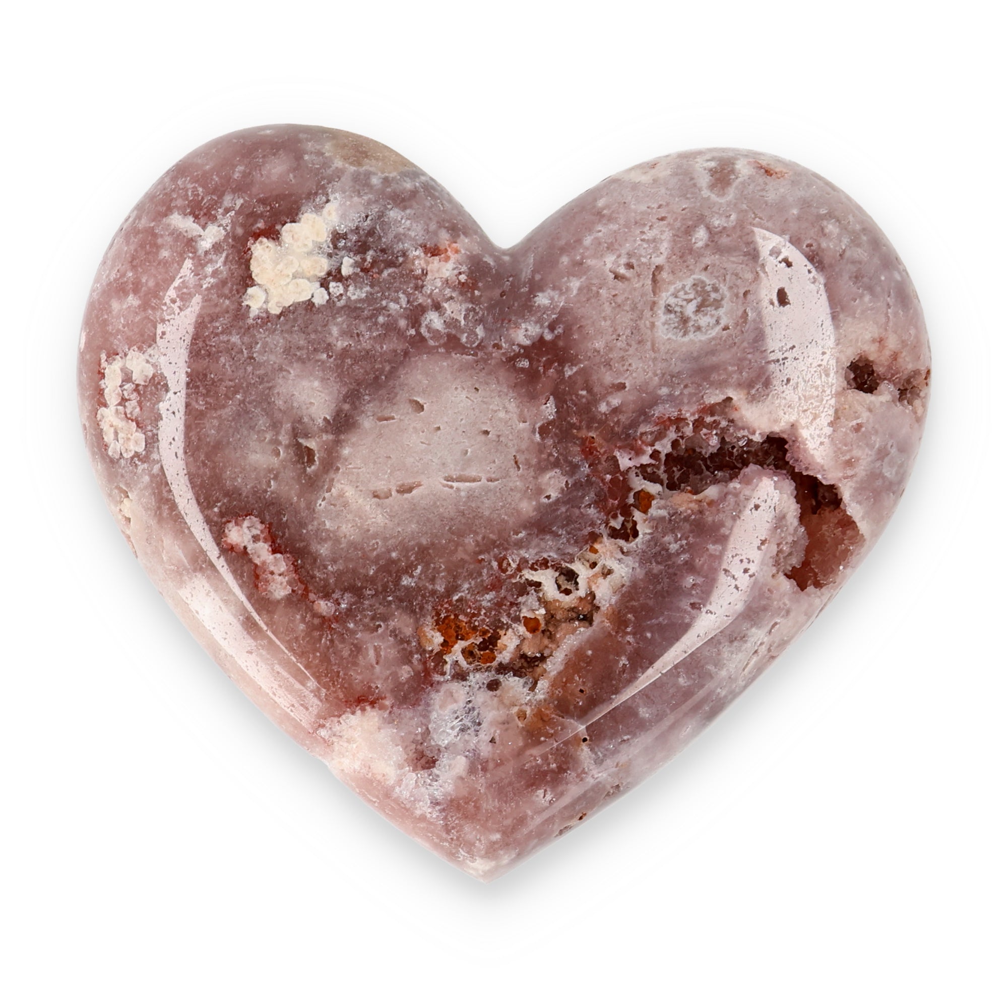 Pink Amethyst Herz Brasilien poliert offene Kristallstrukturen rosa beige