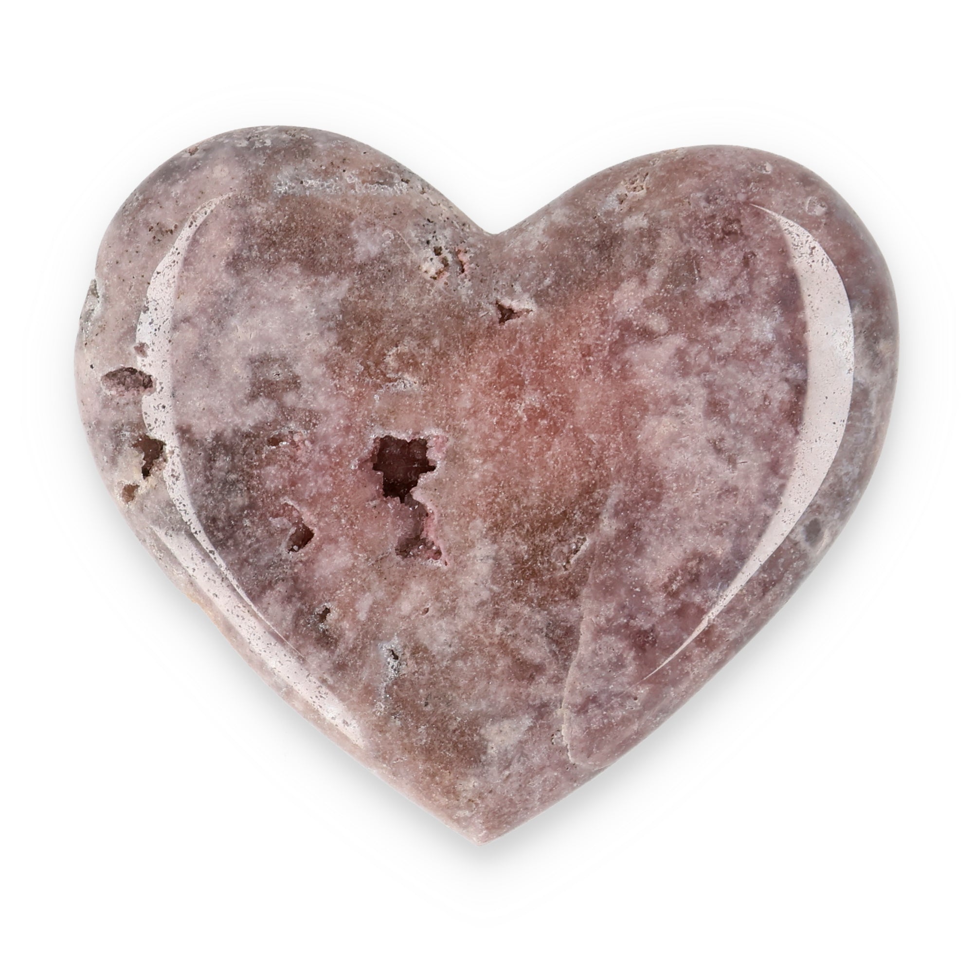 Pink Amethyst Herz Brasilien poliert offene Kristallstrukturen rosa beige