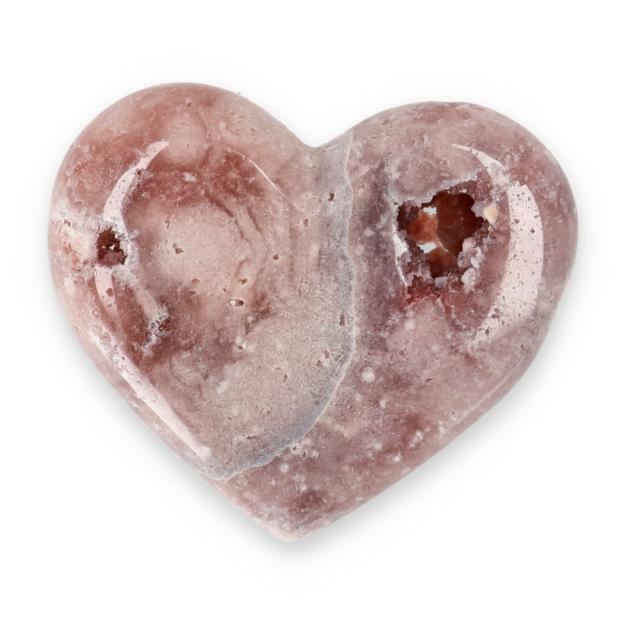 Pink Amethyst Herz Brasilien poliert offene Kristallstrukturen rosa beige