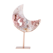 Pink Amethyst Mond aus Brasilien auf roségoldenem Ständer – 28 cm hoch, 1,1 kg schwer