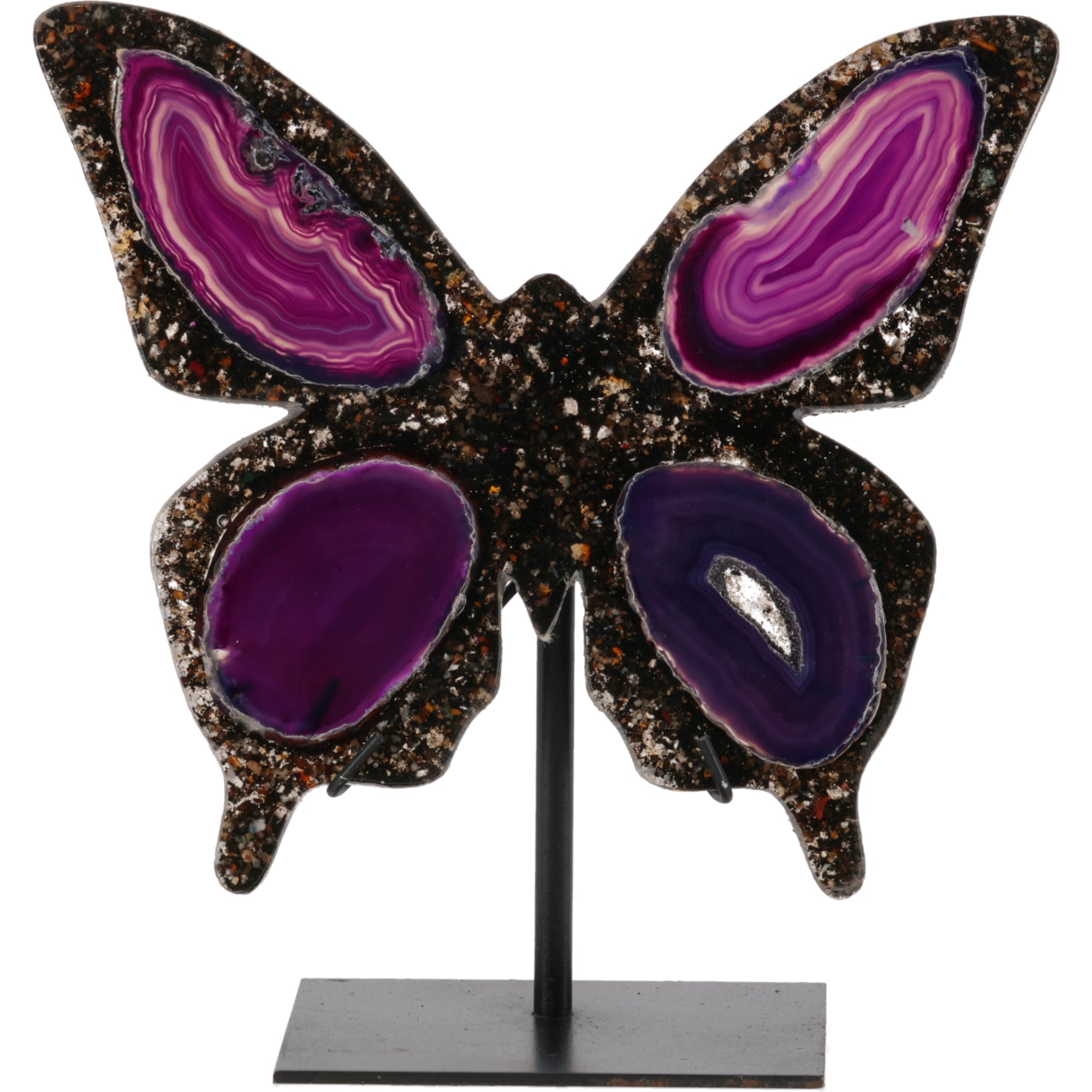 Achat Schmetterling auf Metallständer (#375)