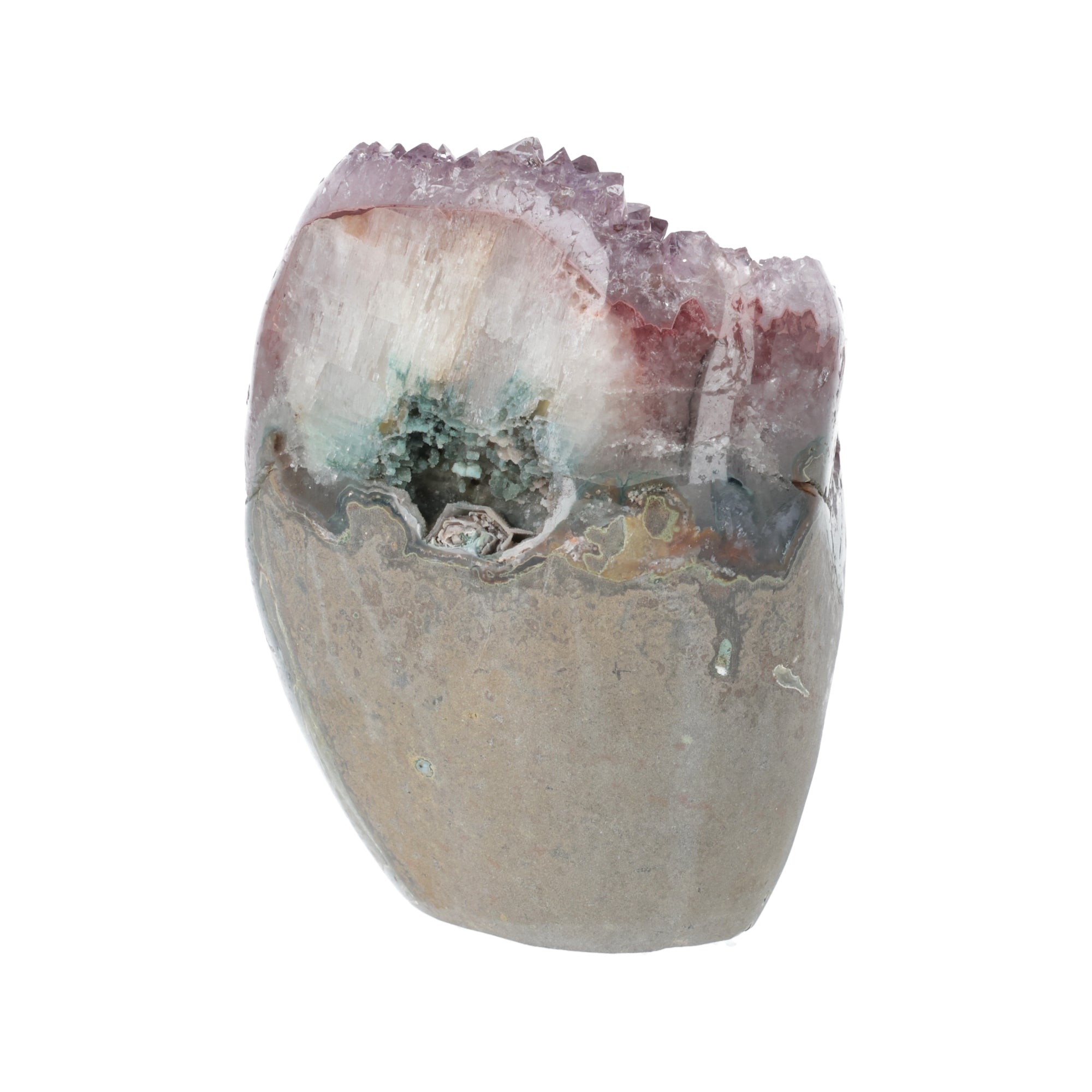 French Rosé Amethyst mit Calcit & Schwarzem Turmalin | Uruguay | 1,41 kg (#370)