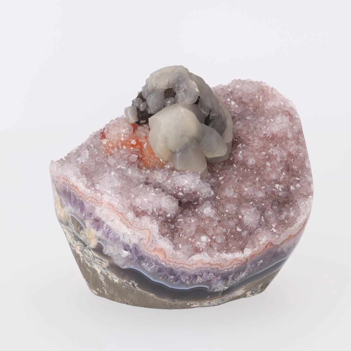 Rose Halo ✦ Amethyst mit Calcit aus Uruguay | 2.730 g (#796)