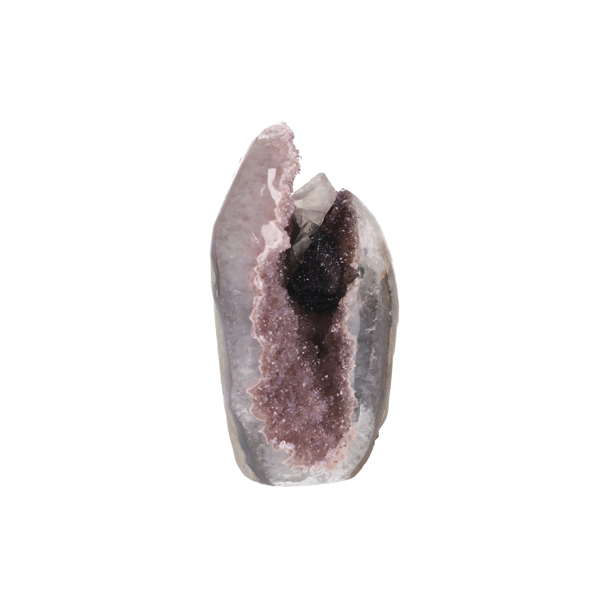 Rose Eclipse ✦ Amethyst-Druse mit Calcit & Turmalin aus Uruguay | 1.459 g (#866)