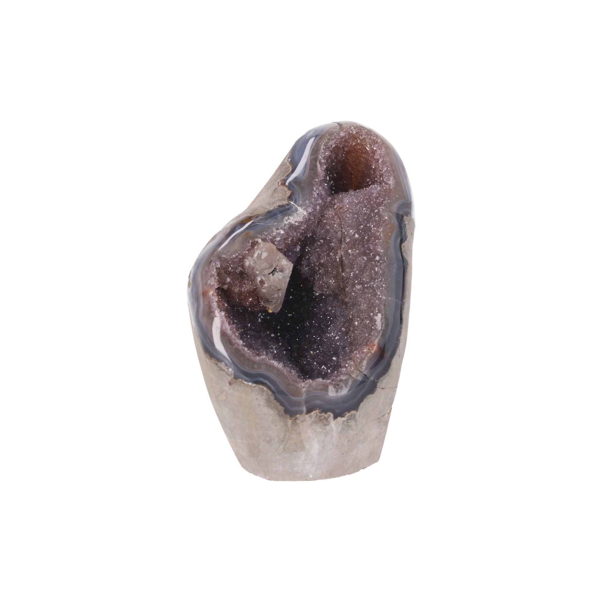 Ember Hollow ✦ Amethyst-Druse mit Calcit aus Uruguay | 1.511 g (#859)