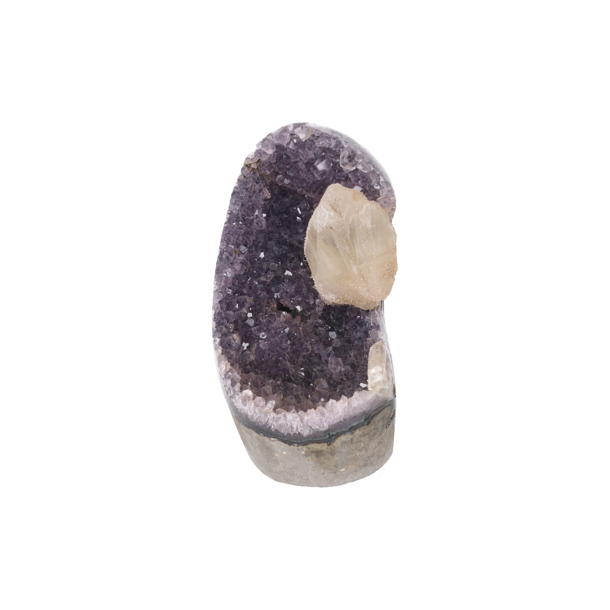 Ivory Flame ✦ Amethyst-Druse mit Calcit aus Uruguay | 668 g (#850)