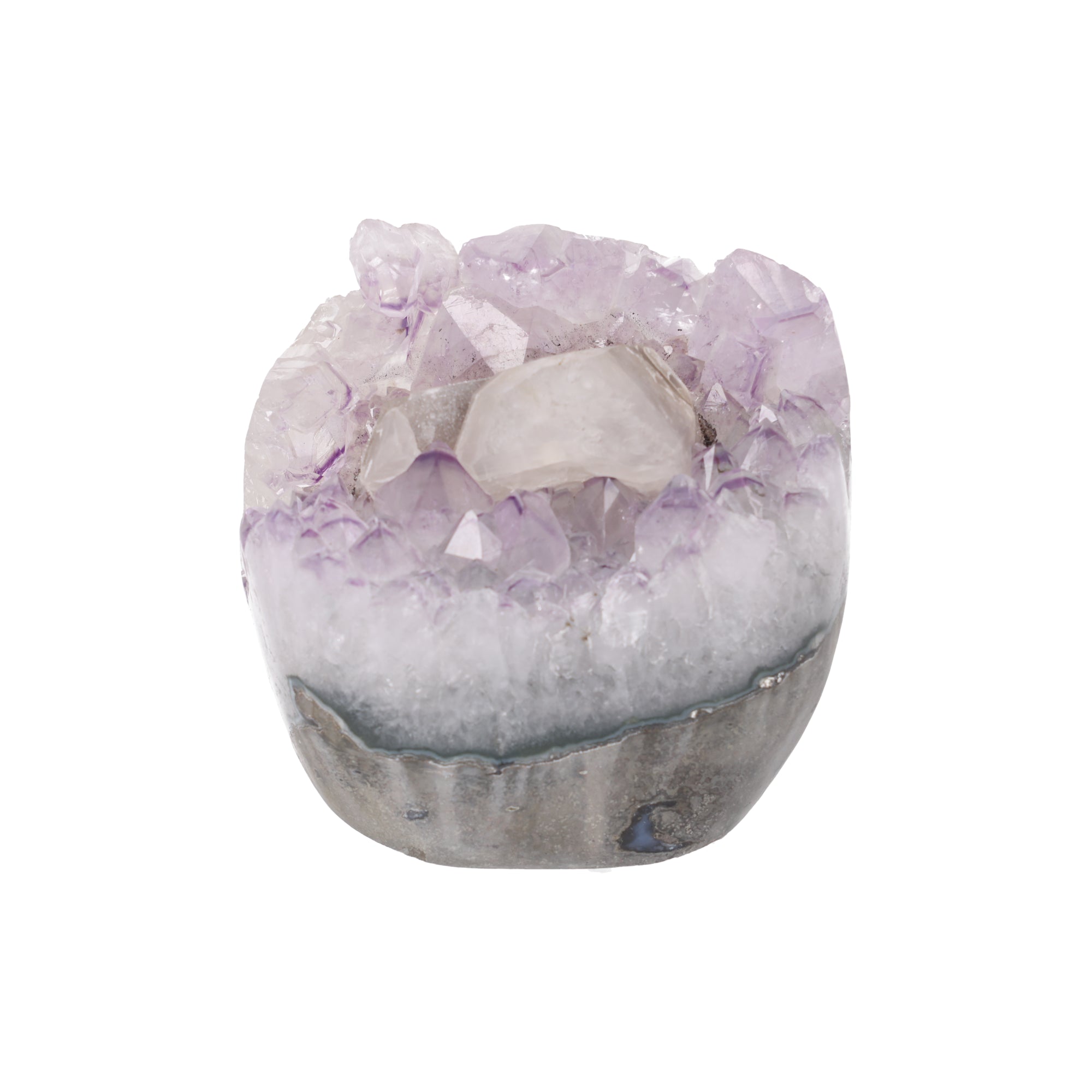 Lavender Ice ✦ Amethyst mit Calcit, Turmalin & Drusy aus Uruguay | 1.860 g  (#834)
