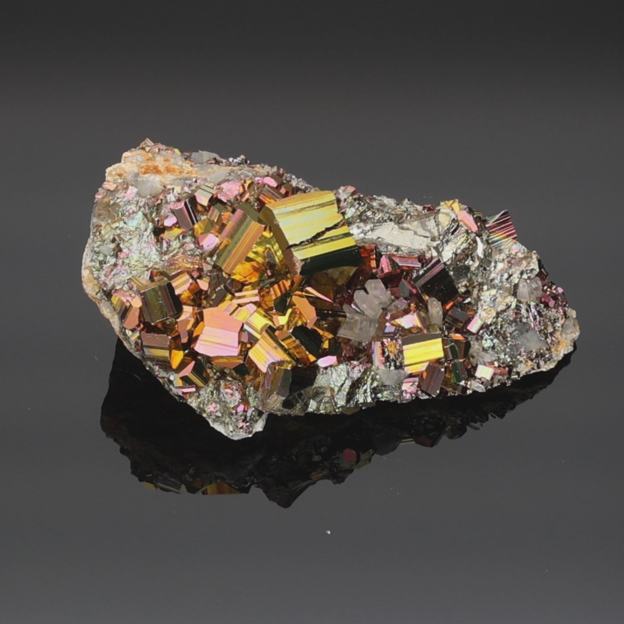 Load video: Galaxy Titan – Rainbow Pyrite from Borneo, Indonesia – 361 g (#1350)