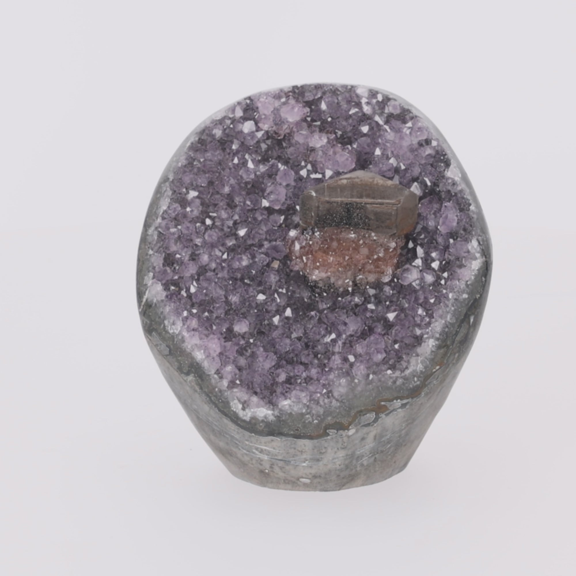 Video laden: Copper Halo ✦ Amethyst-Druse mit Calcit aus Uruguay | 1.969 g (#879)