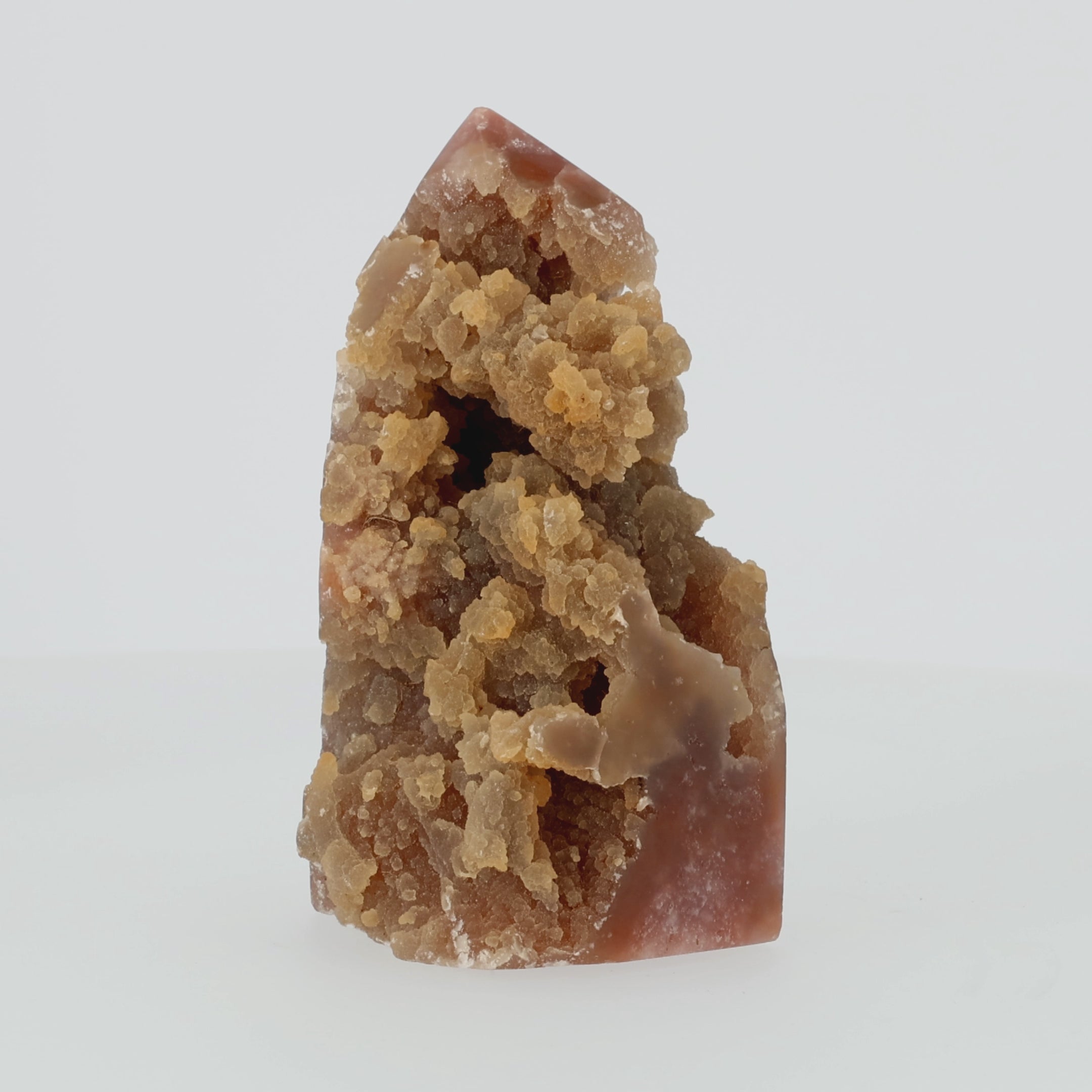 Video laden: Pink Amethyst Obelisk mit botryoidal Chalcedon &amp; Calcit (#016)