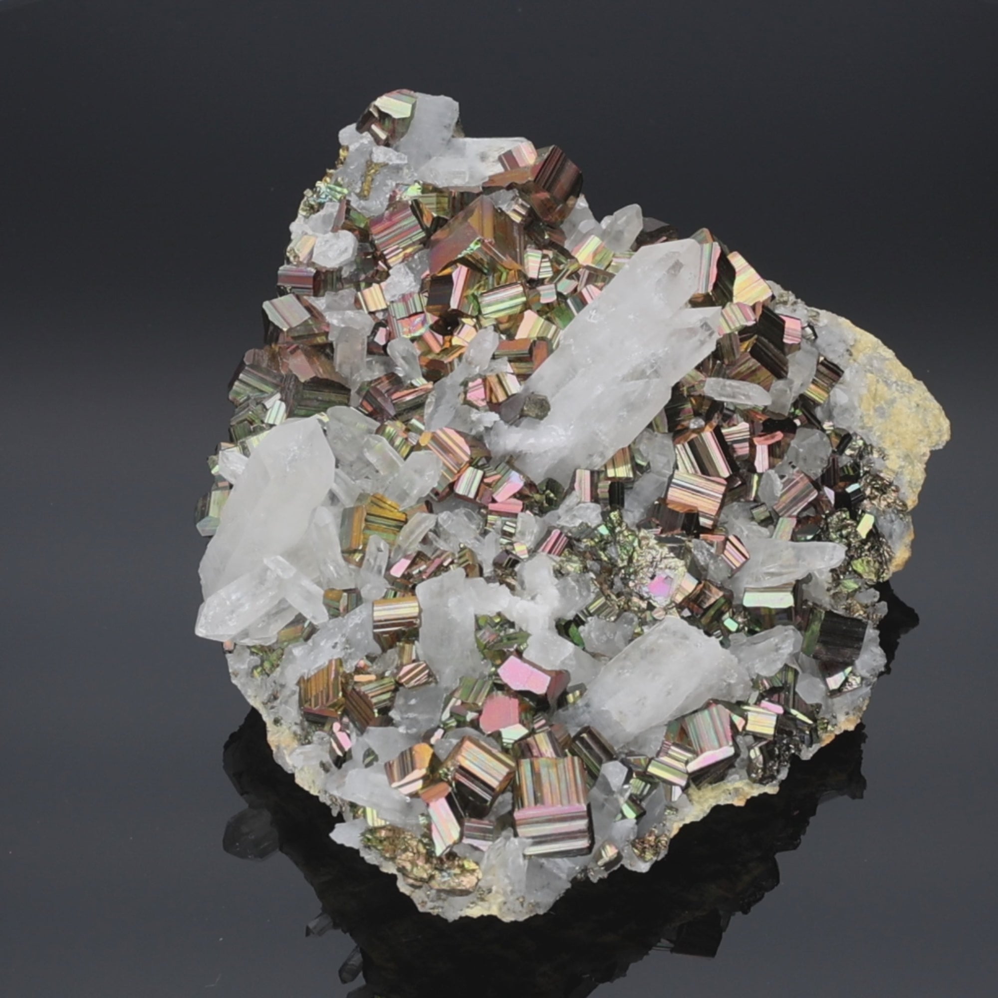 Load video: Prism Colossus – Rainbow Pyrite from Borneo, Indonesia – 608 g – Minerals (#1357)