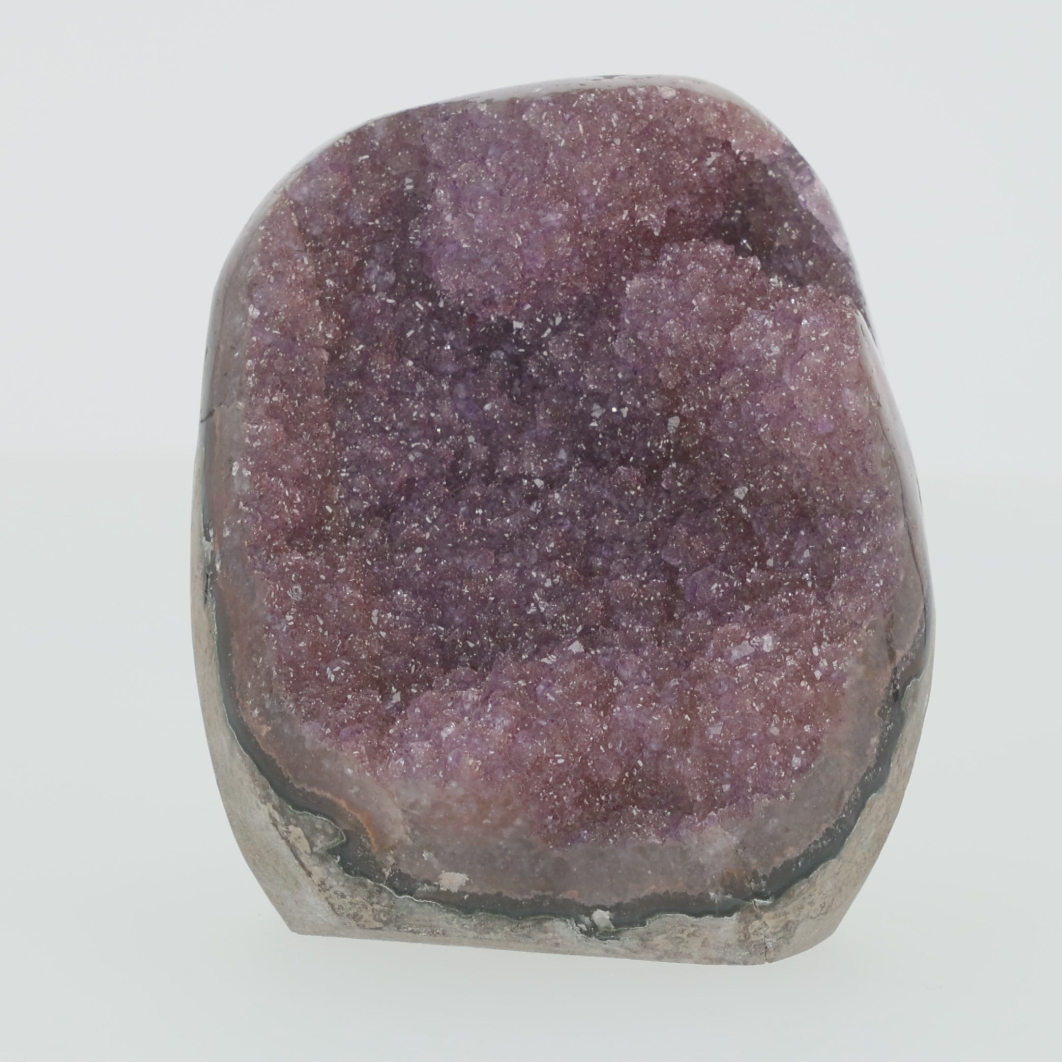 Video laden: Rosafarbene Amethyst-Geode aus Uruguay – naturbelassenes Unikat (#513)