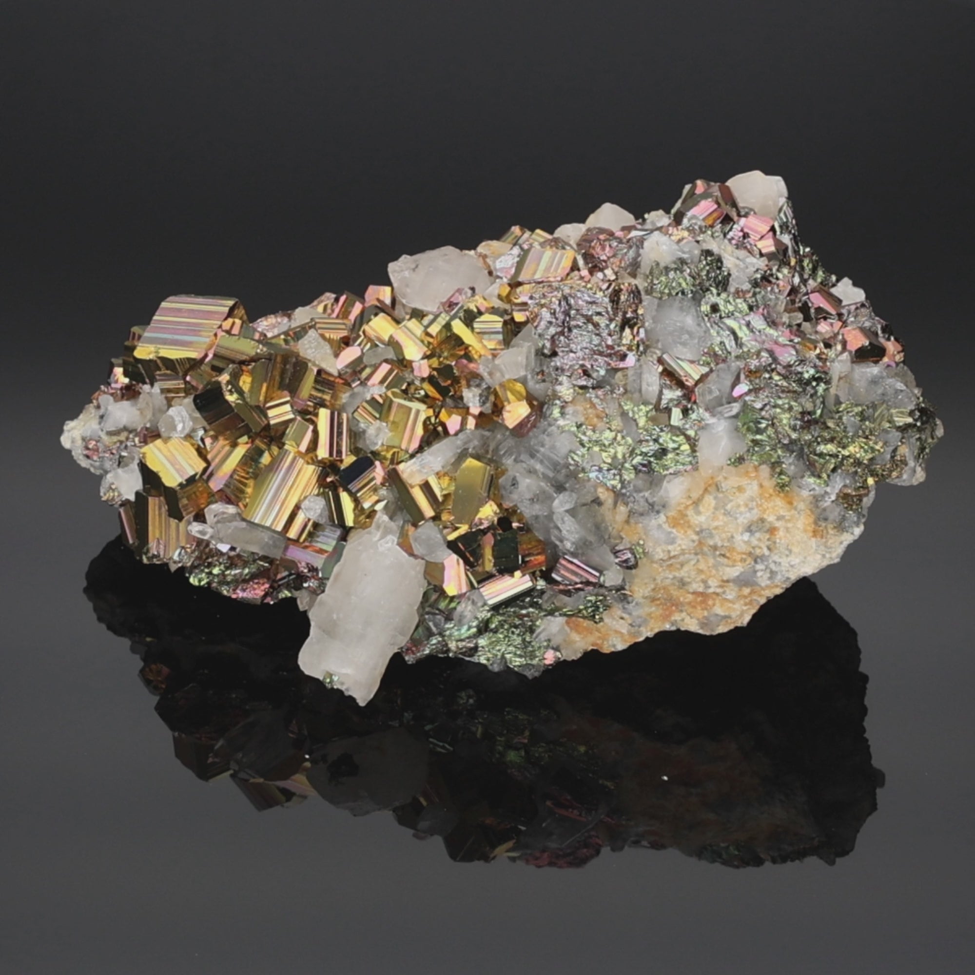 Load video: Titan Fortress – Rainbow Pyrite from Borneo, Indonesia – 745 g (#1365)