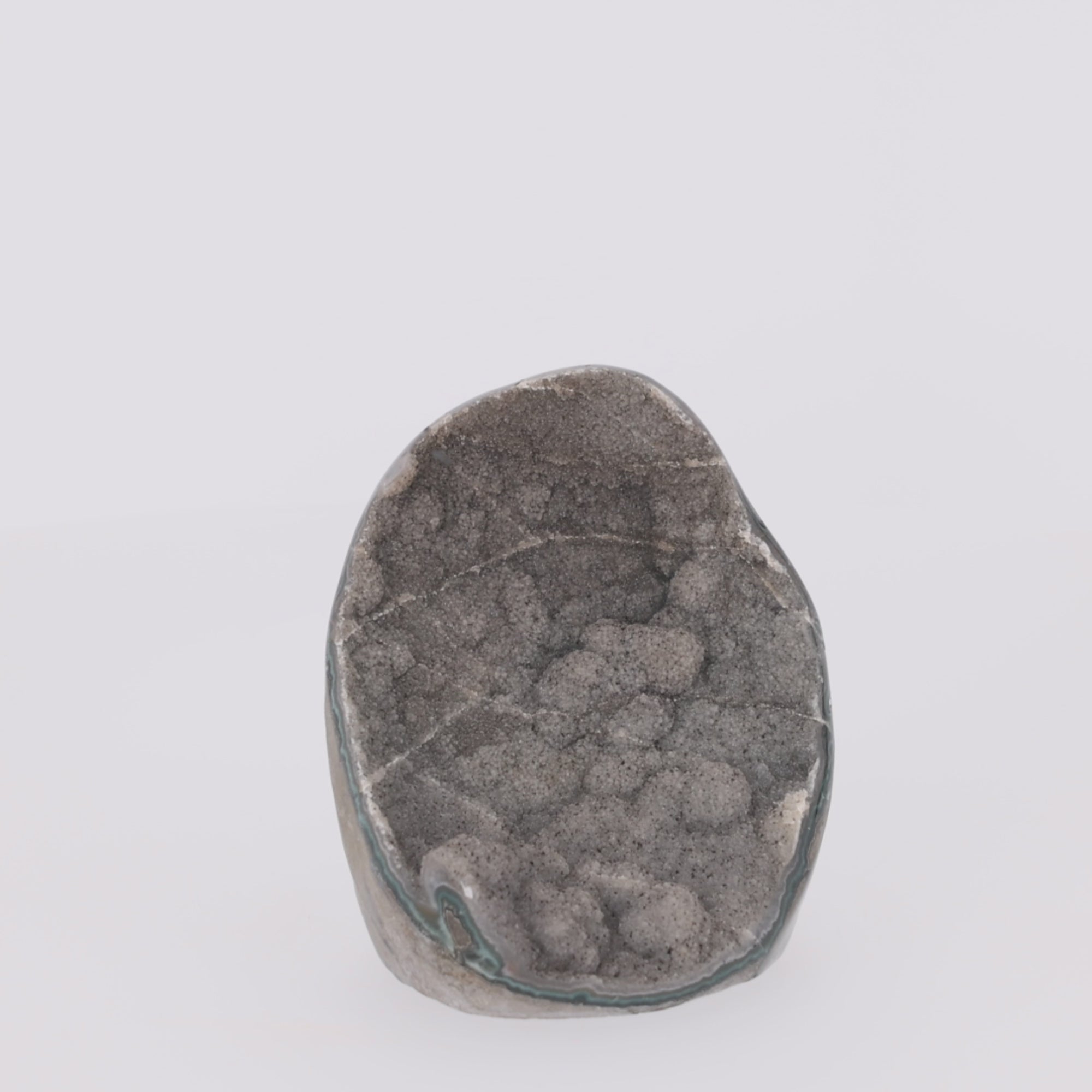 Video laden: Silver Moss ✦ Achat-Druse mit botryoidaler Kristallstruktur | 1.356 g  (#878)