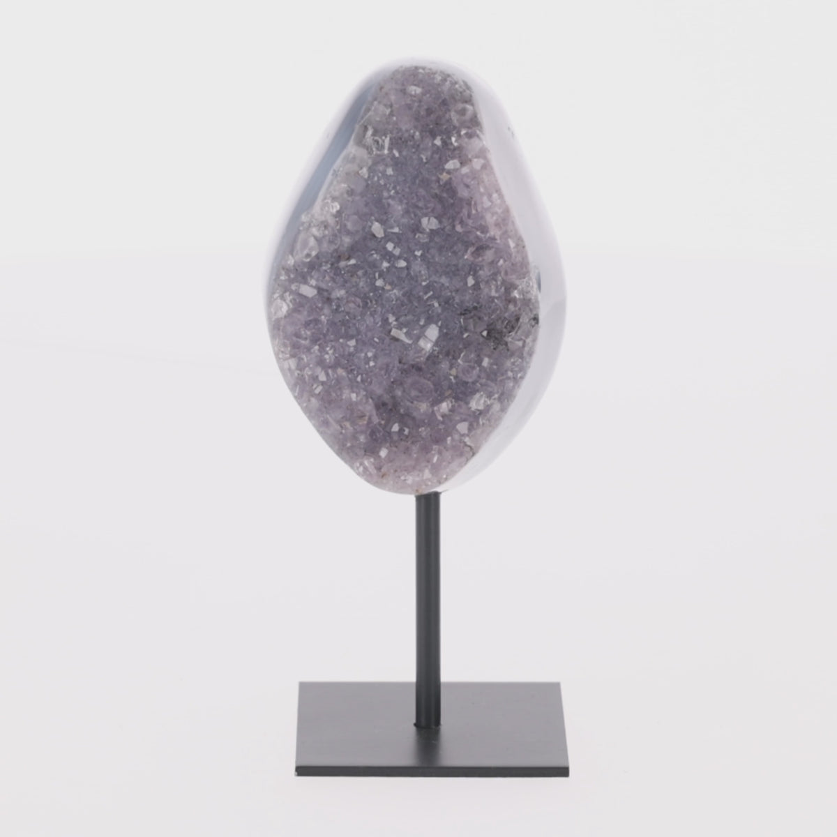 Video laden: Achat mit Amethyst Druse auf Metallständer (#1520)
