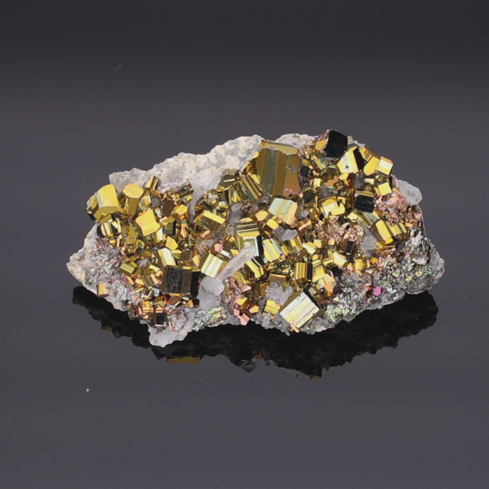 Load video: Solar Dominion - Rainbow Pyrite from Borneo, Indonesia - 204 g (#1352)