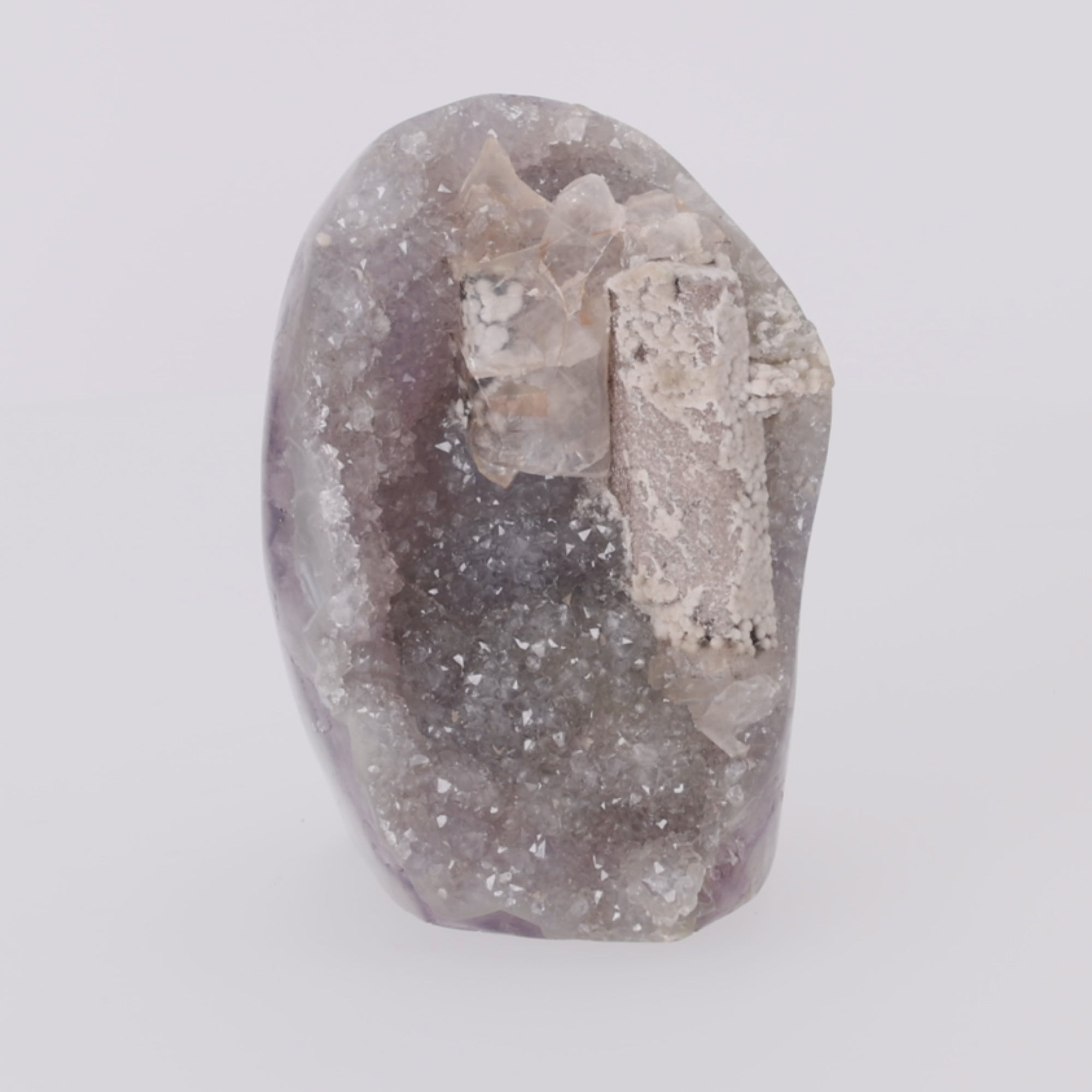 Video laden: Moonstone Veil ✦ Amethyst mit Calcit aus Uruguay | 2.371 g  (#811)