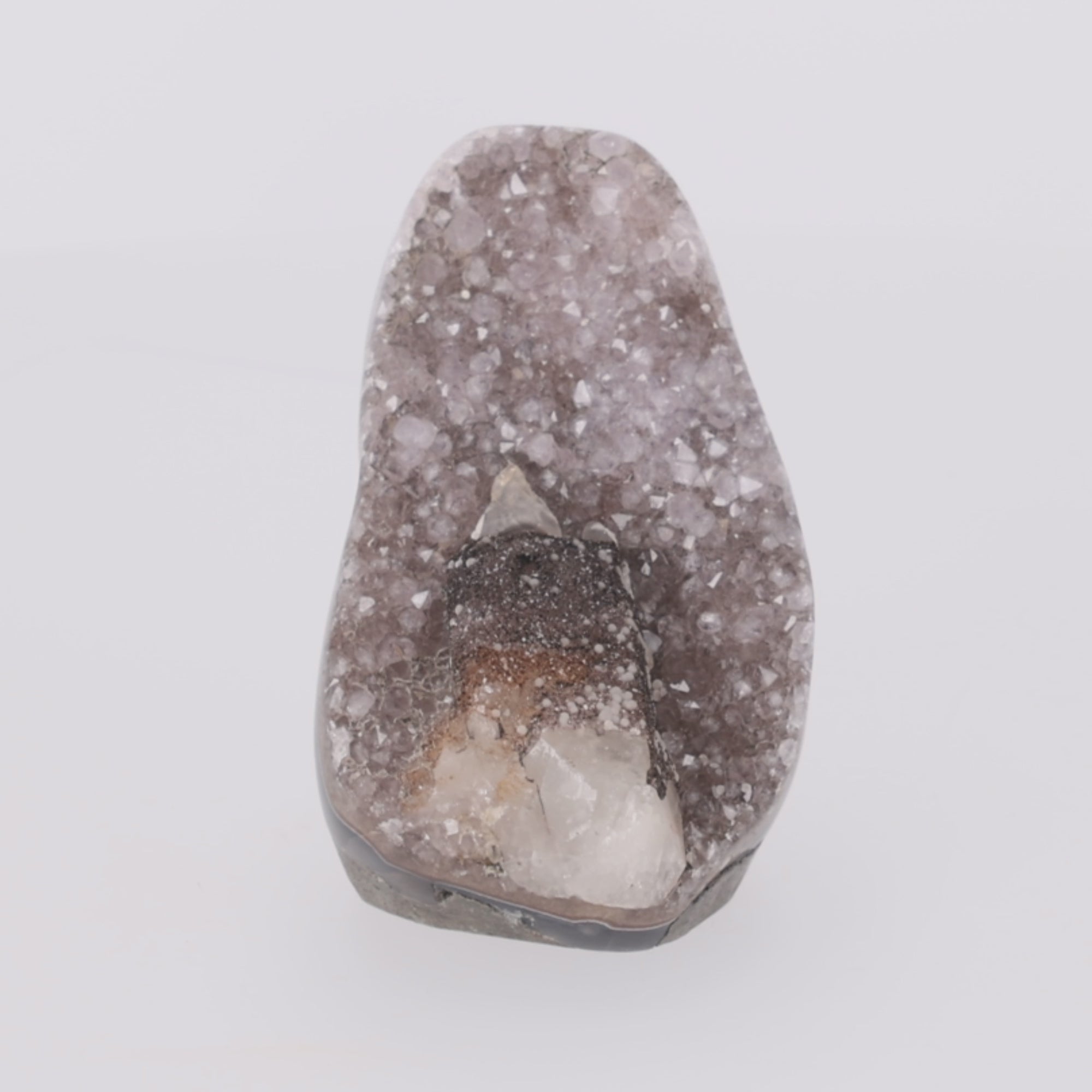 Load video: Crystal Ember ✦ Amethystdruse mit Turmalin &amp; Calcit | 902 g  (#888)