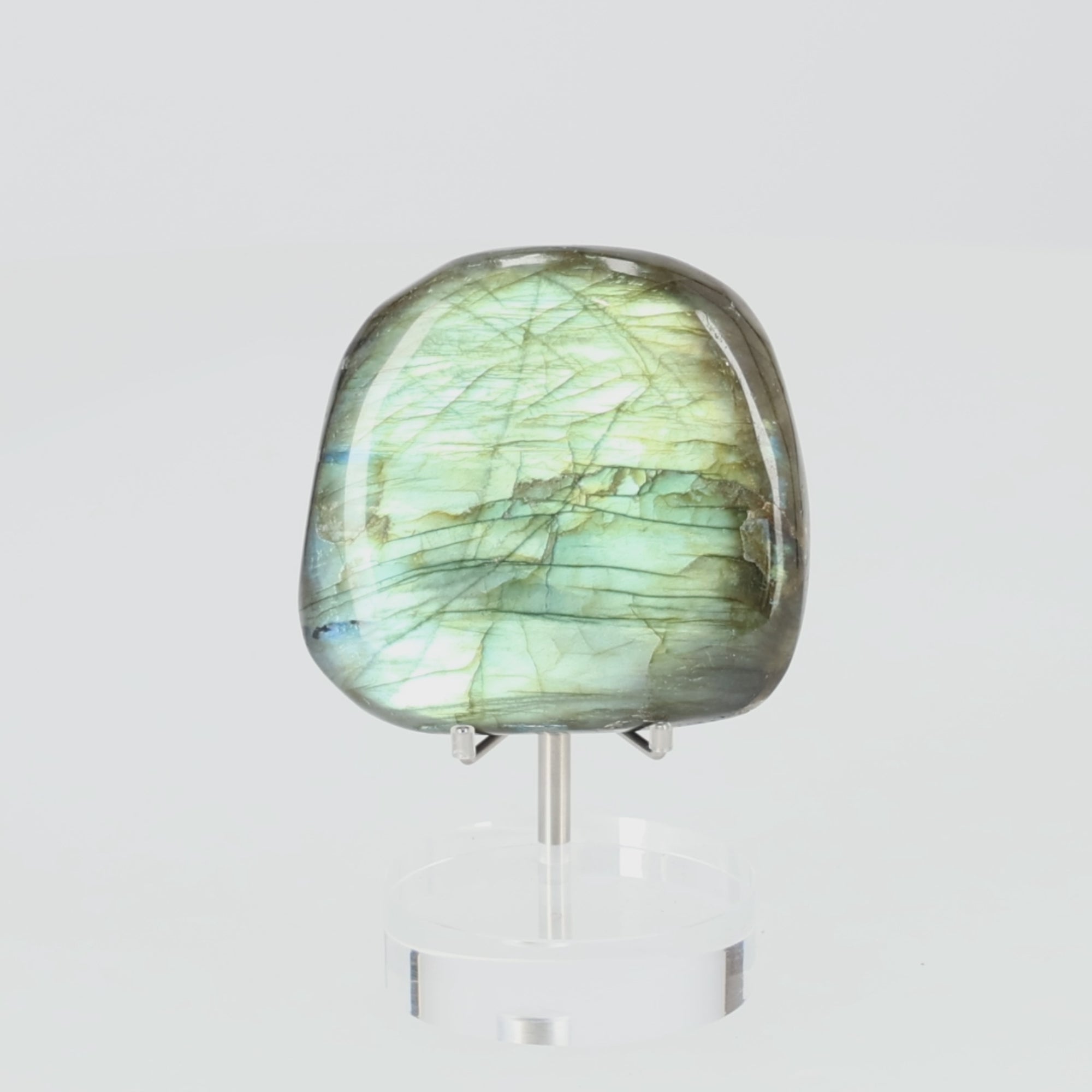 Video laden: Labradorit Freeform „Emerald Aurora“  mit intensivem Blauschimmer 165g (#705)