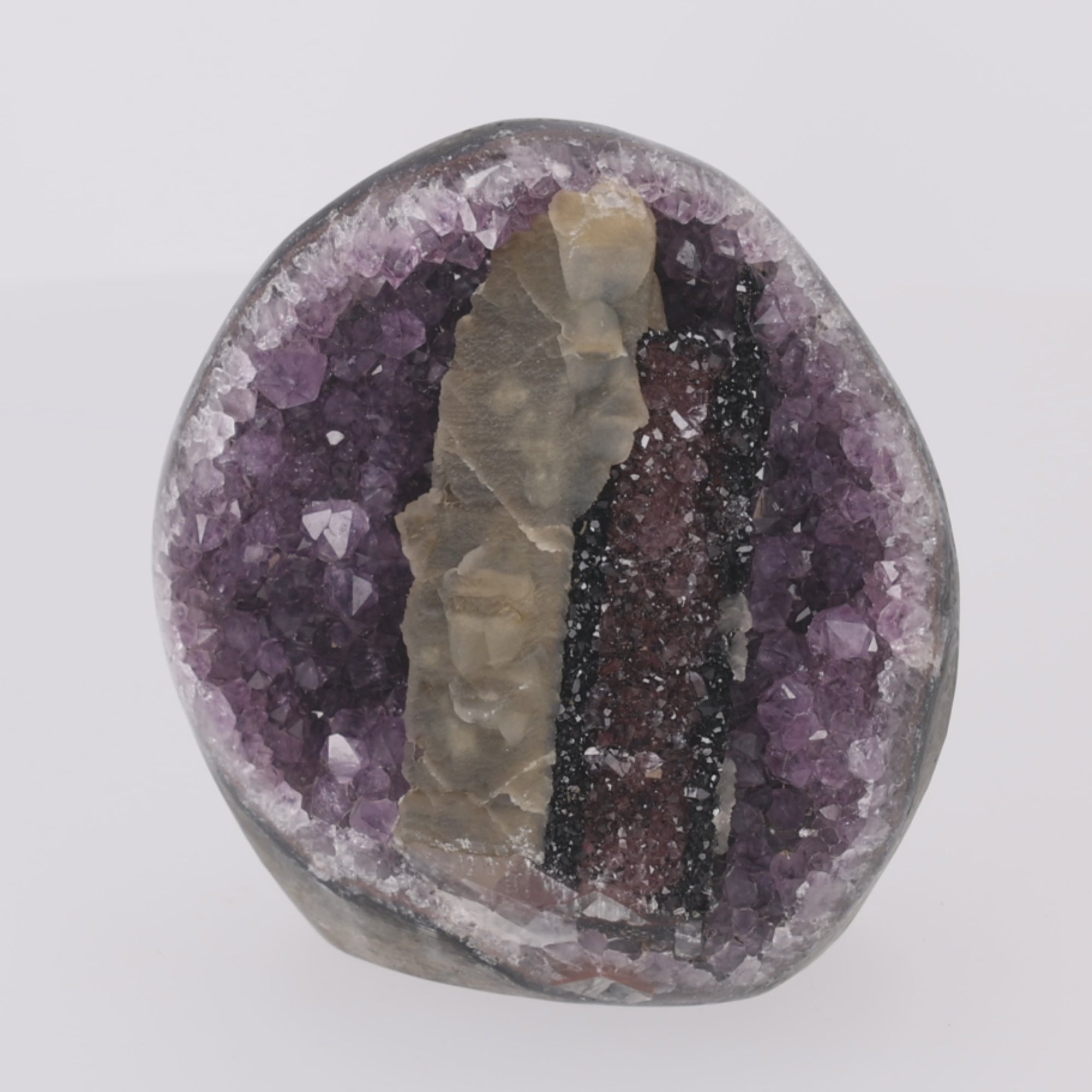 Video laden: Amethyst Shadow Portal ✦ Amethyst mit Calcit &amp; Turmalin-Kristallen – 2041 g Kristall-Unikat (#964) (#964)
