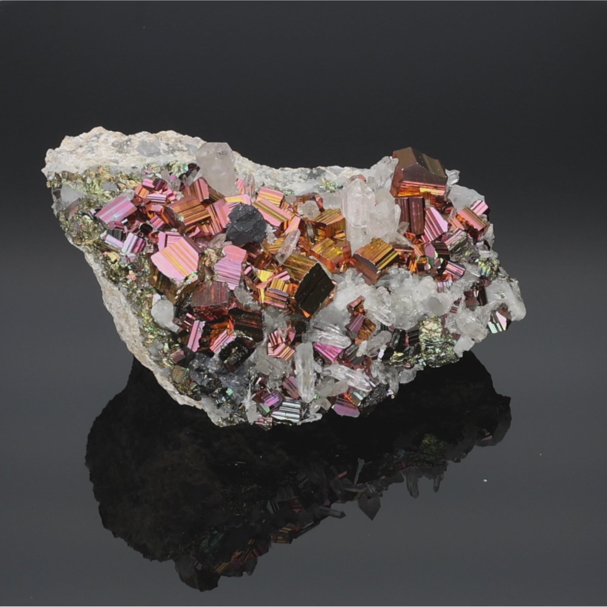 Load video: Cosmic Citadel – Rainbow Pyrite from Borneo, Indonesia – 627 g (#1368)
