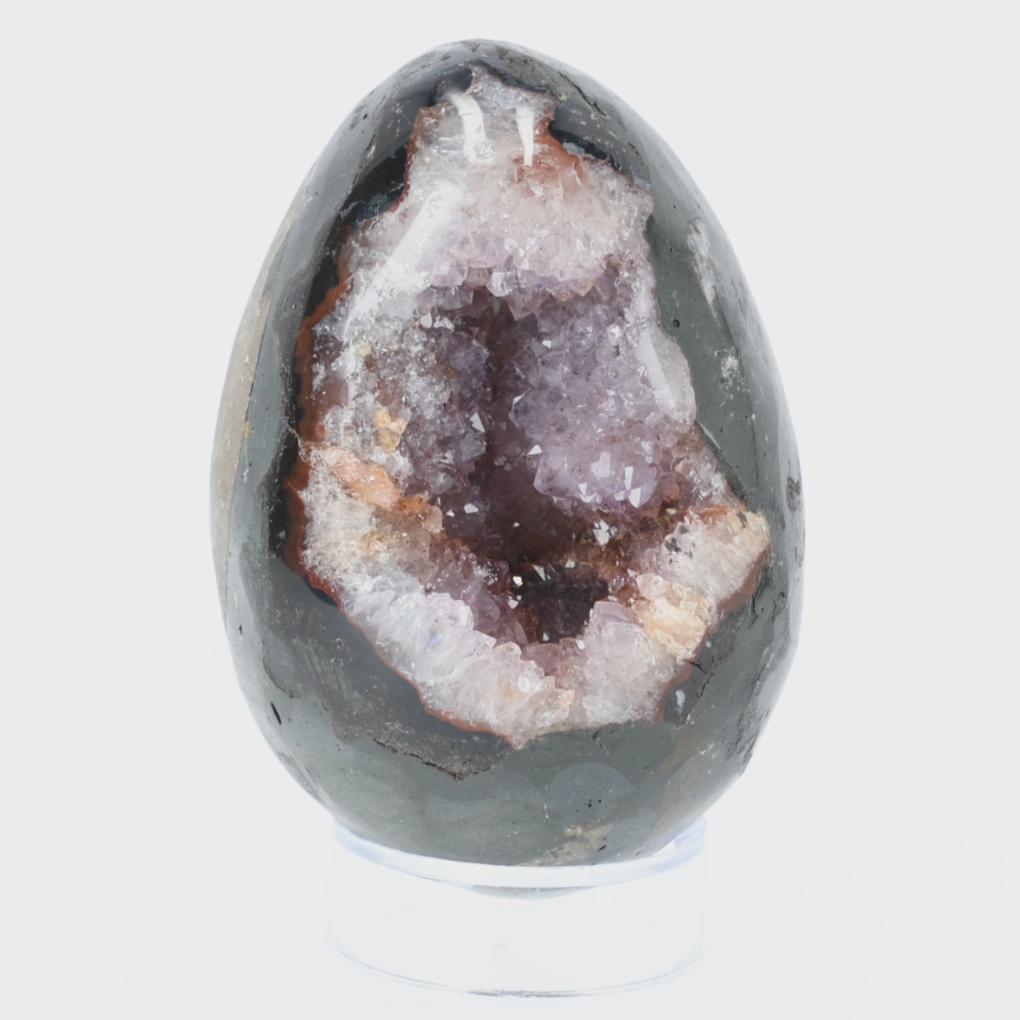 Video laden: Crystal Whisper | Großes Amethyst Ei aus Brasilien mit natürlicher Kristalldruse | 574 g Unikat (#570)