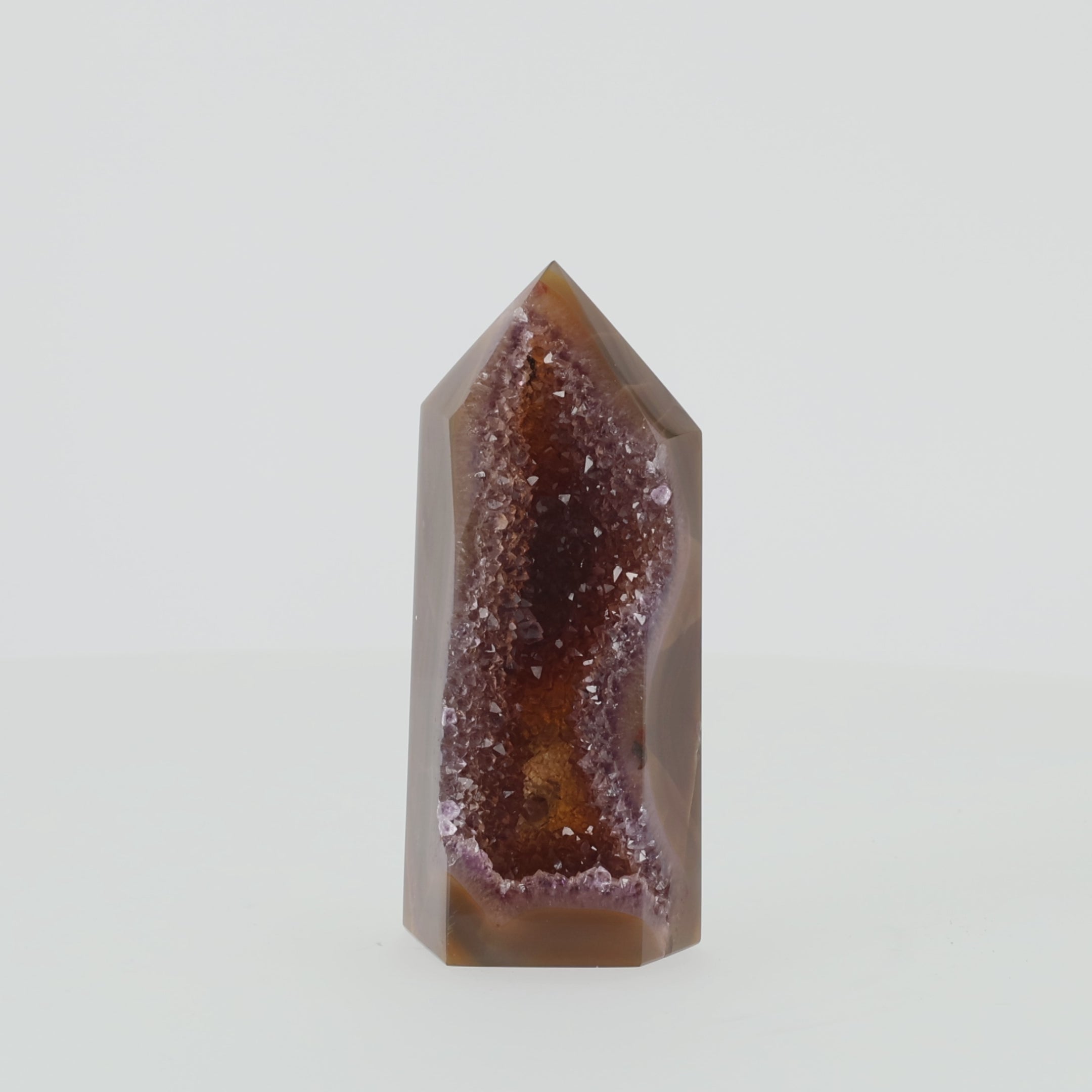 Video laden: Amethyst Fire - Achat/Amethyst Obelisk 16cm aus Brasilien (#014)