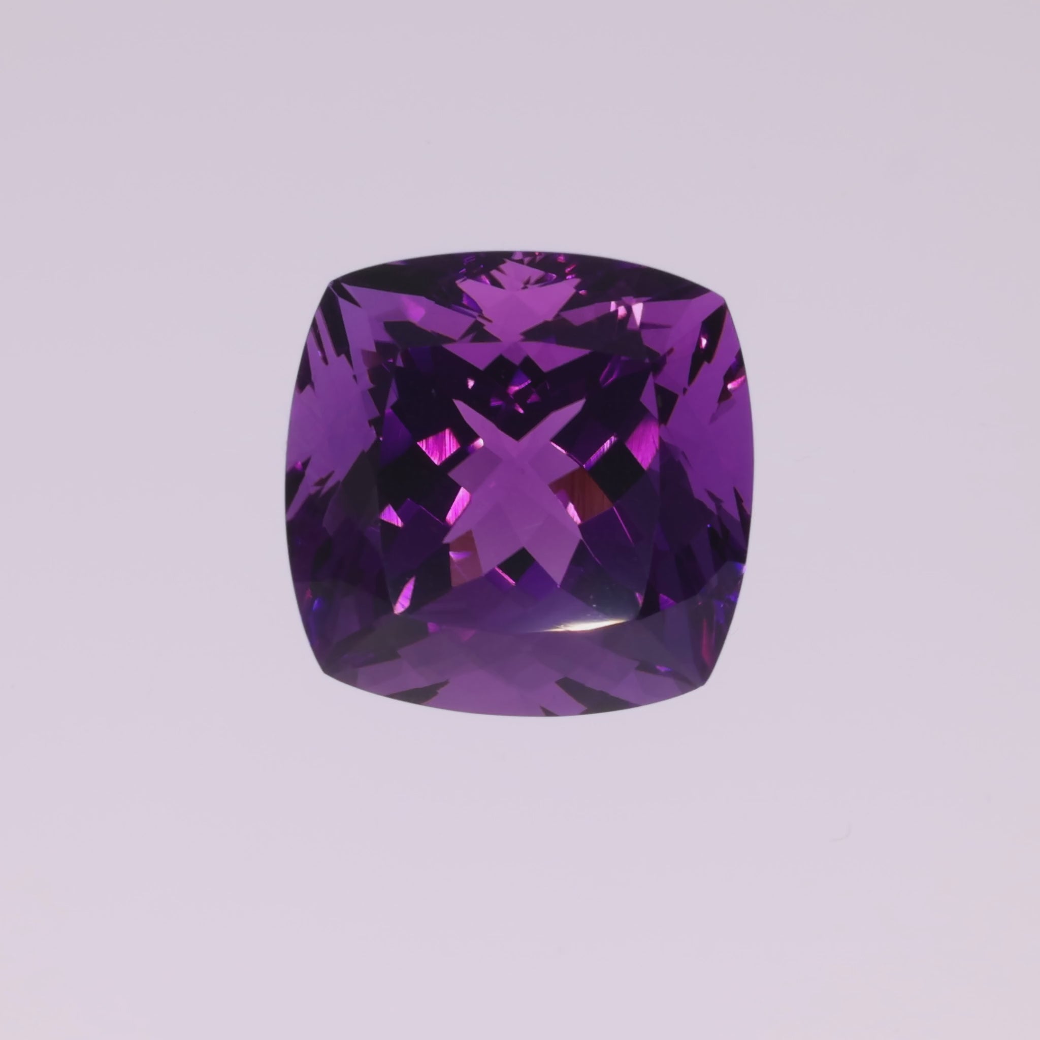 Load video: 24.6 ct Amethyst in Square Cushion Mixed Cut - Modern Square Design from Brazil