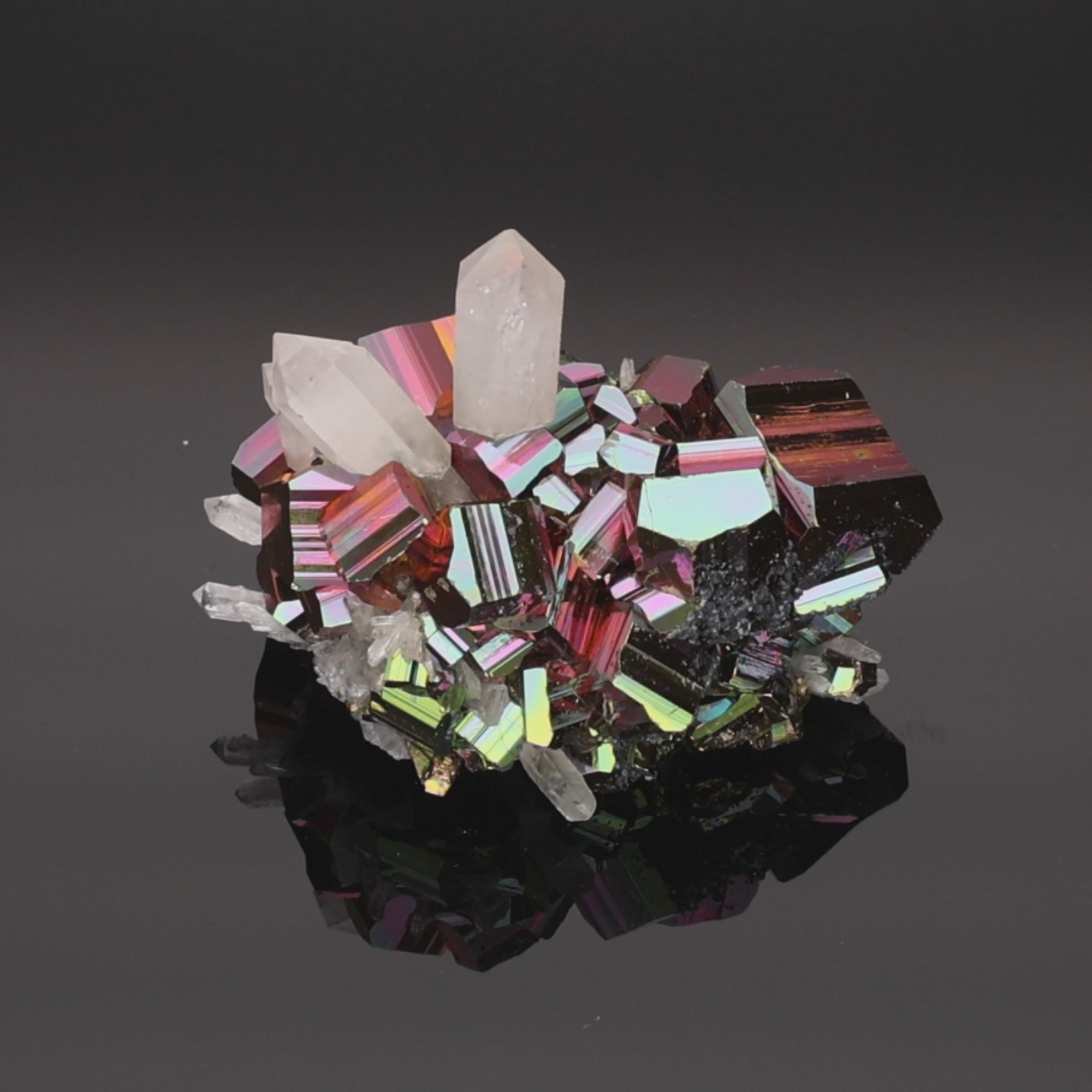 Load video: Crystal Thunder – Rainbow Pyrite from Borneo, Indonesia – 306 g (#1360)